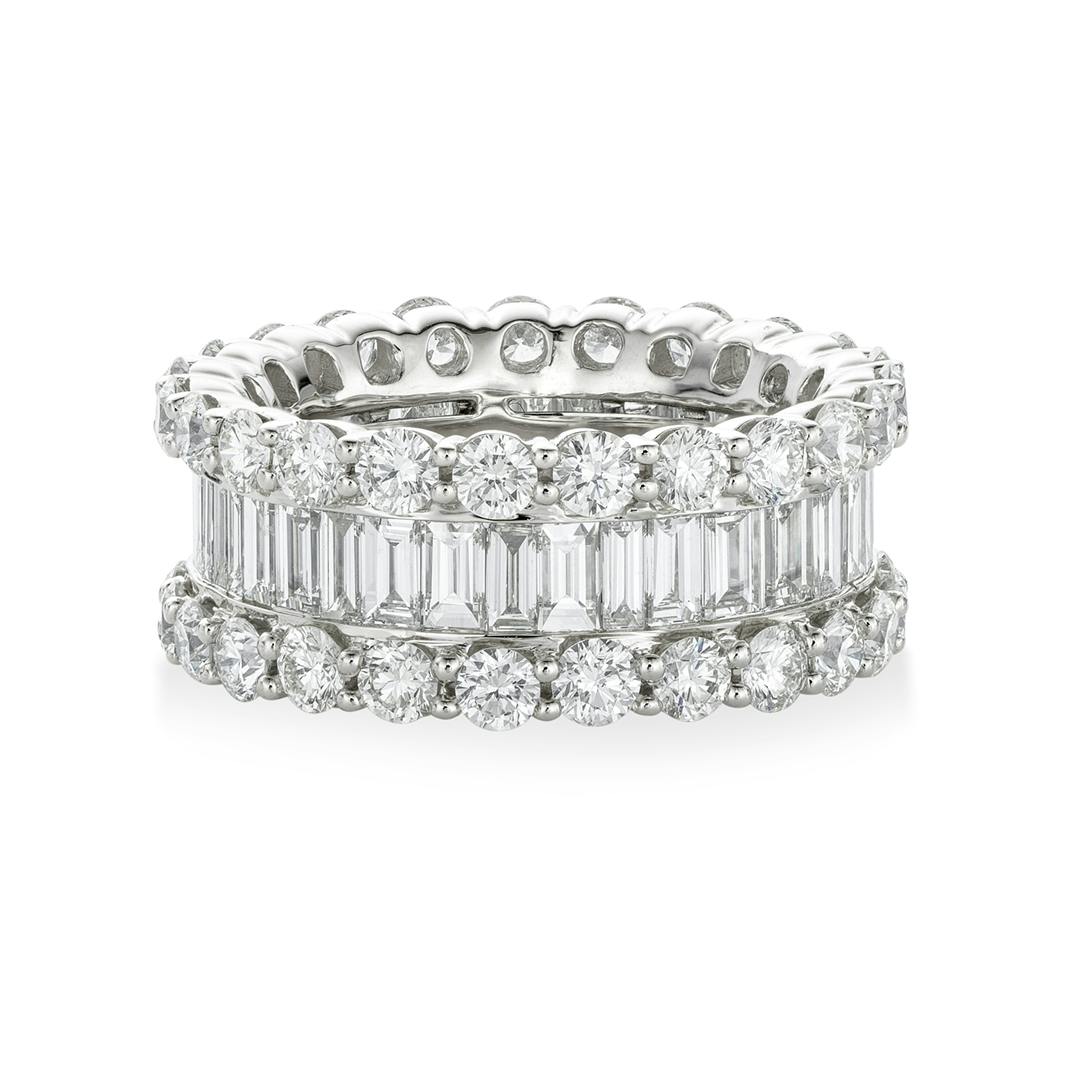 7.37 CTW Baguette and Round Diamond Eternity Band 0