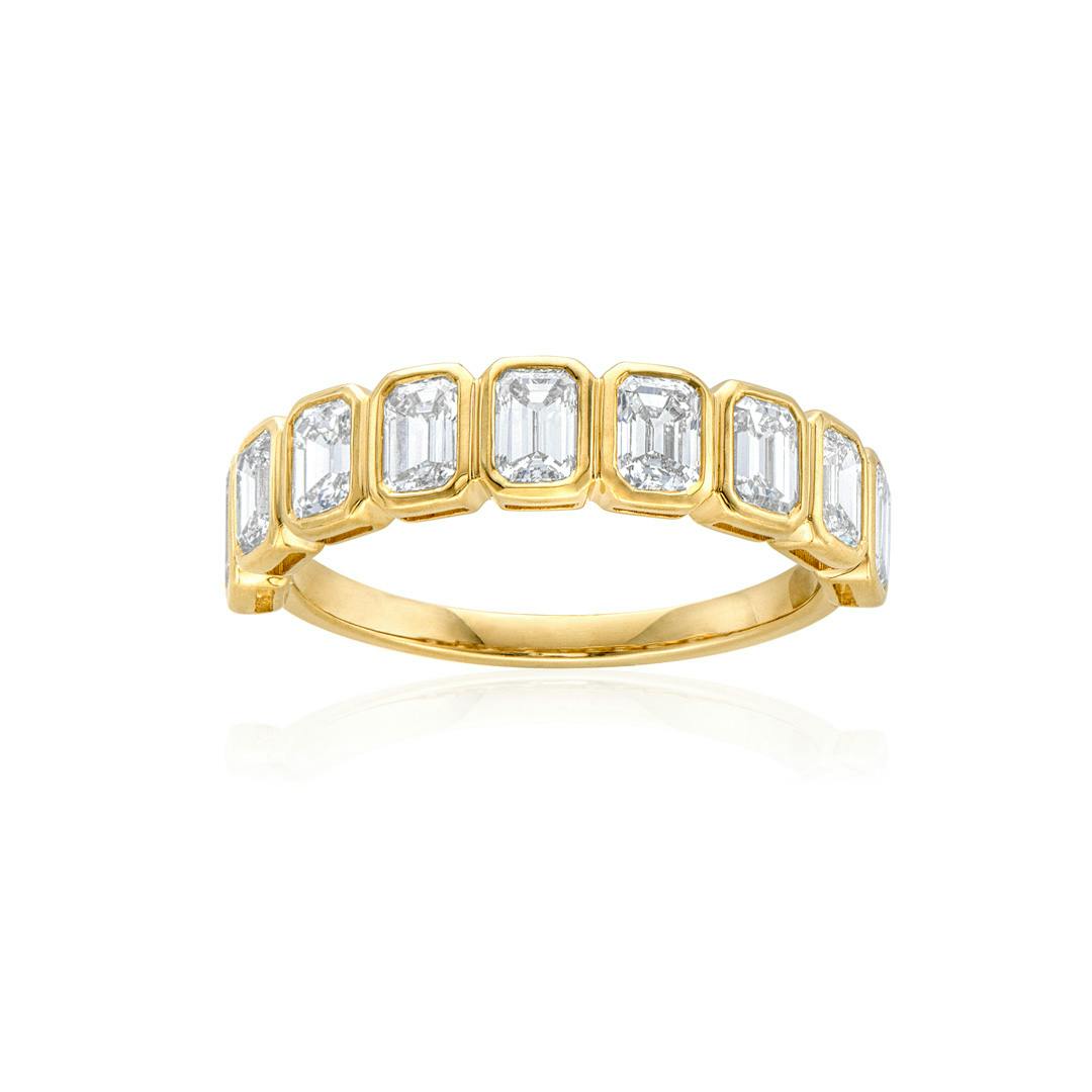 Bezel-Set 1.41 CTW Nine-Stone Emerald-Cut Diamond Ring 0