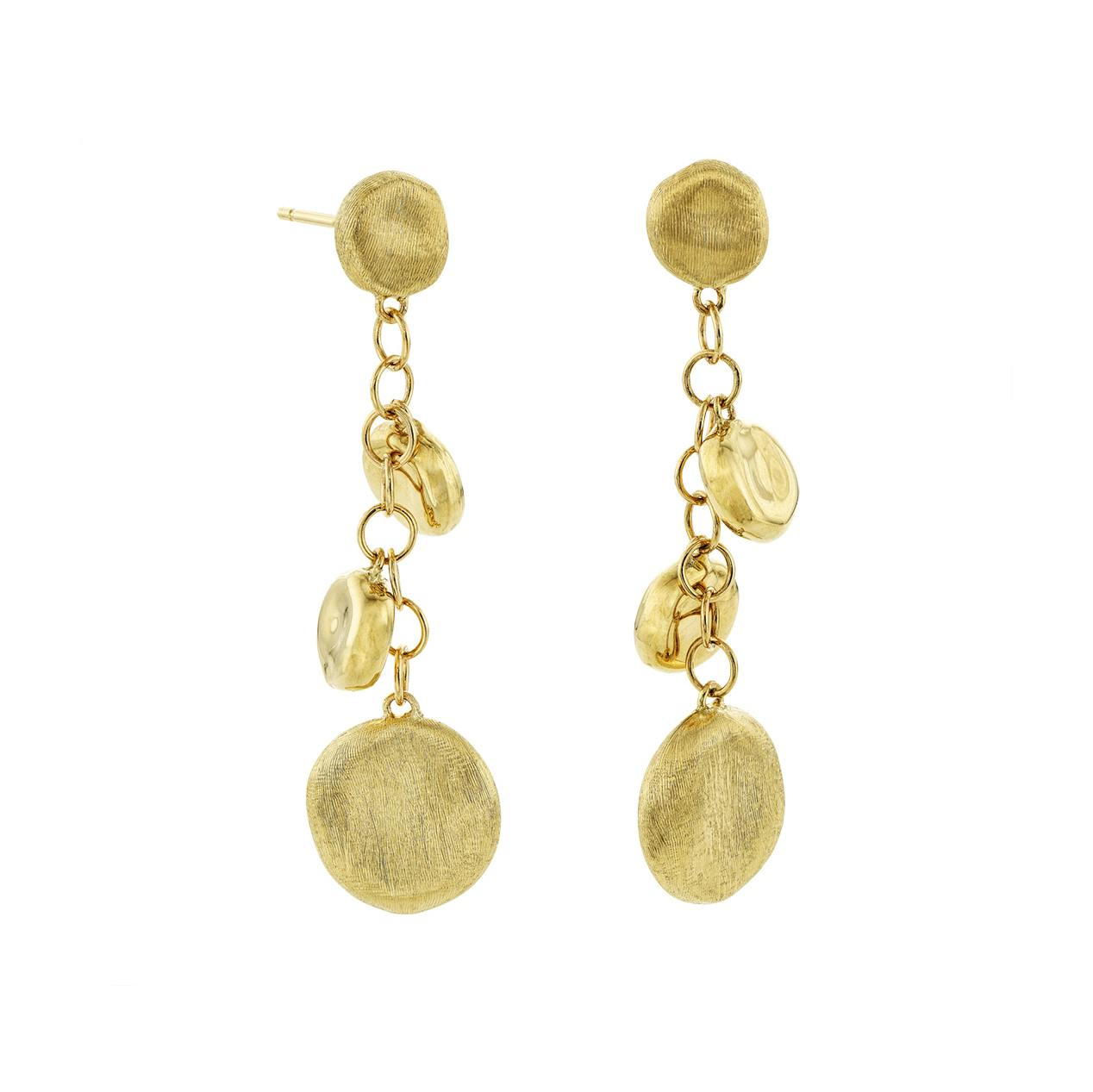 Marco Bicego Jaipur Collection 18K Yellow Gold Engraved and Polished Charm Drop Earrings 0