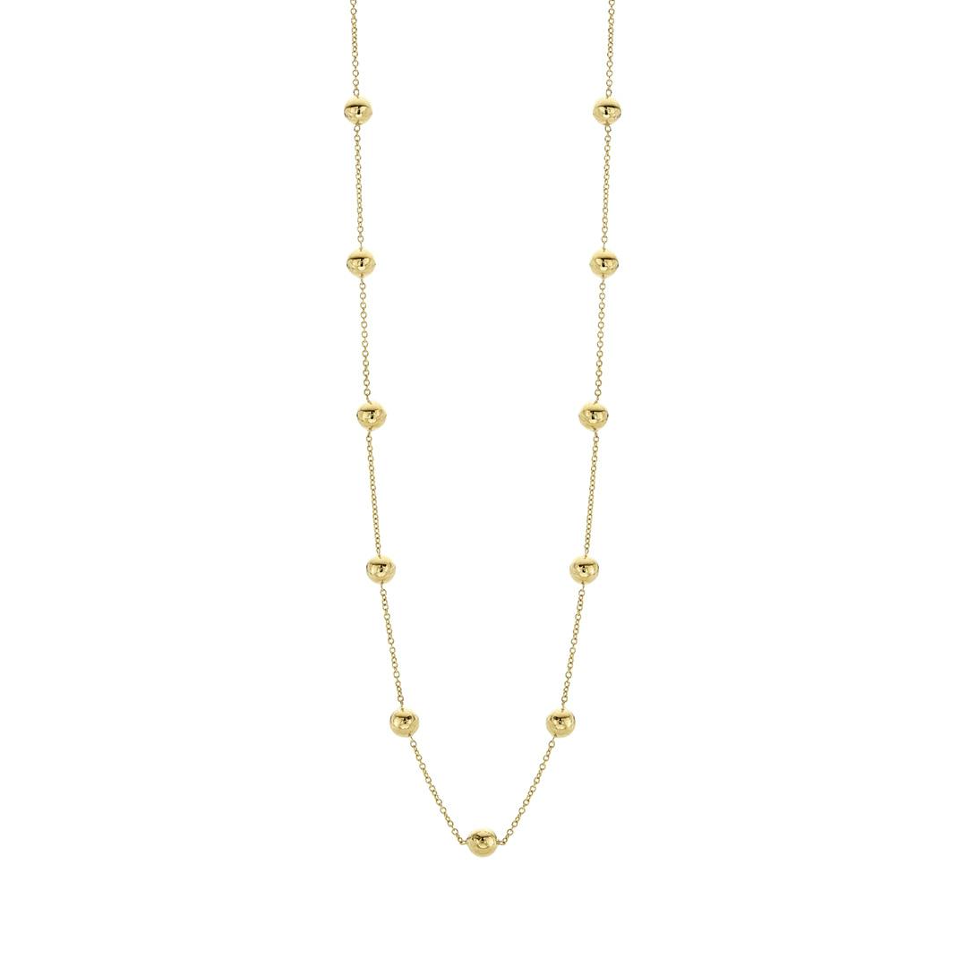Polished Yellow Gold Ball Station Necklace 0