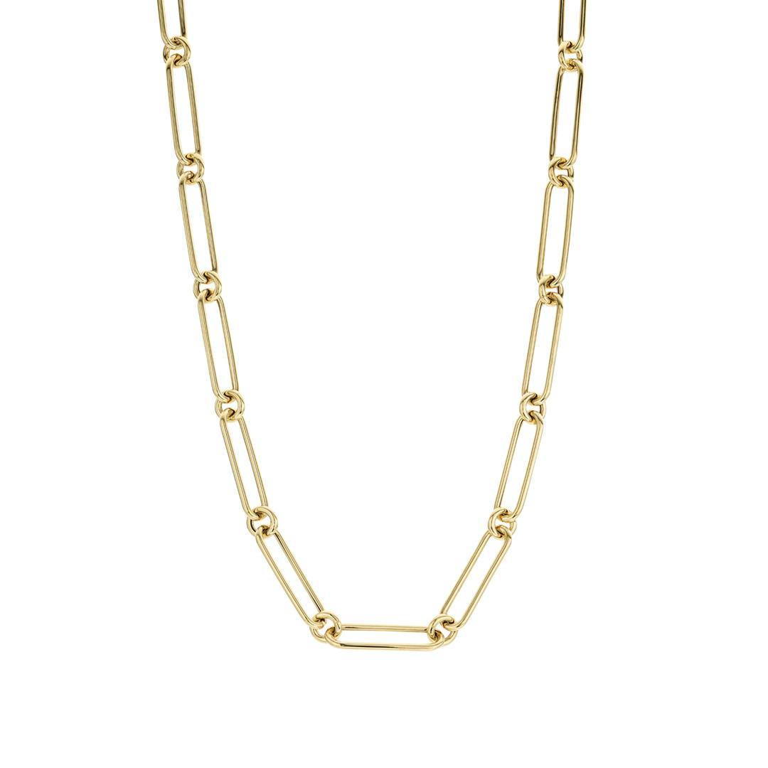 Oval and Round Paperclip Link Necklace, 18"