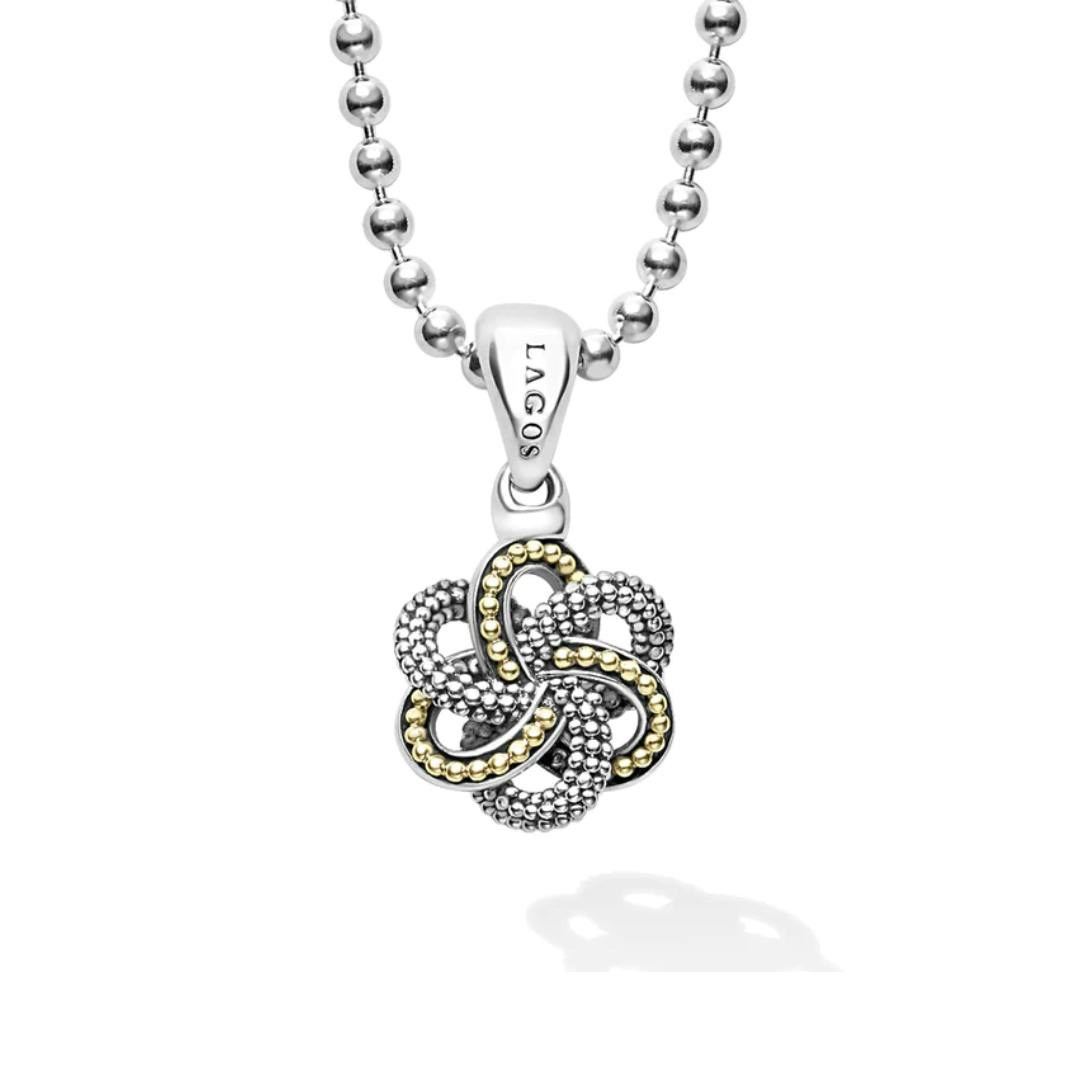 Lagos Love Knot Small Two Tone Pendant Necklace 0