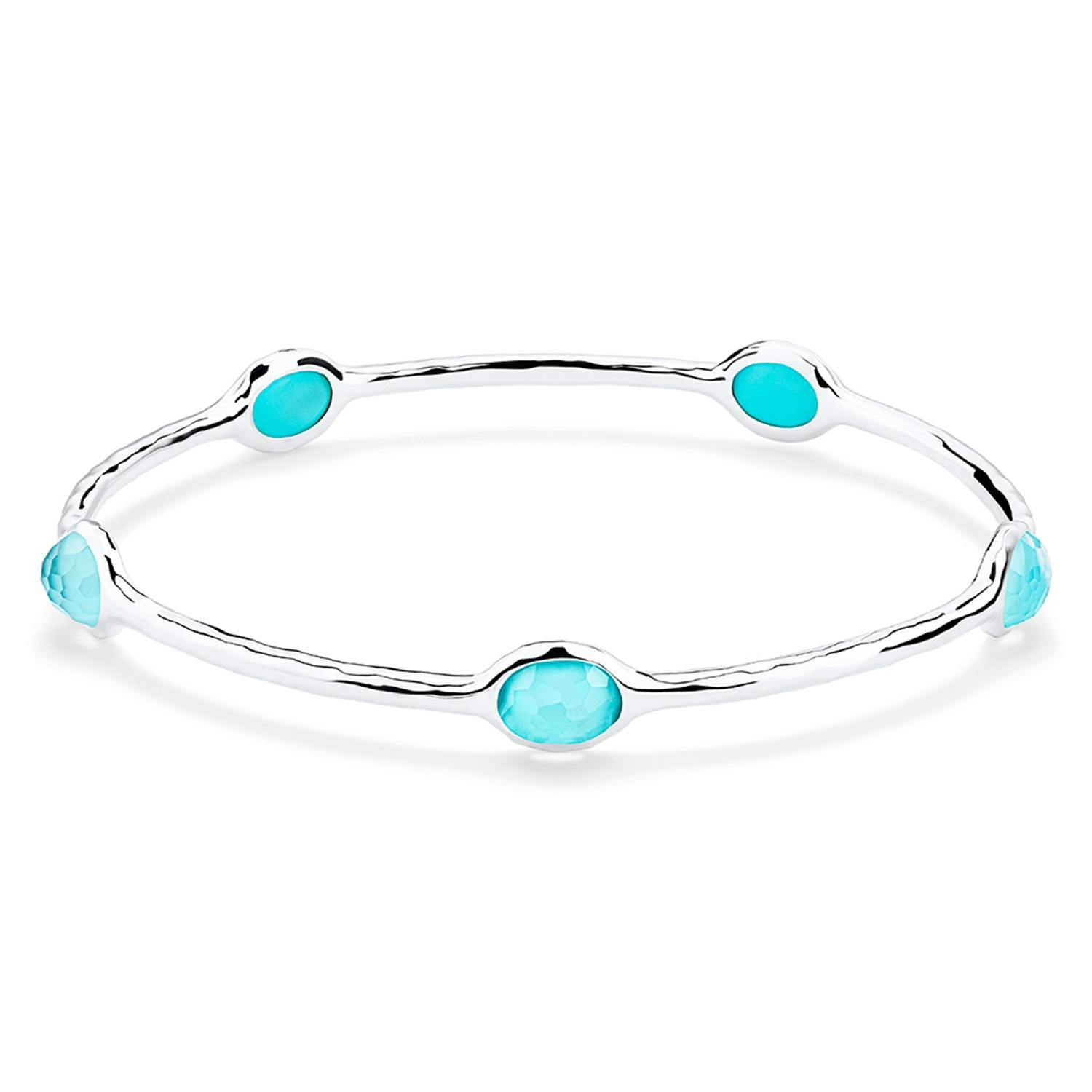 Ippolita Sterling Silver Rock Candy Turquoise & Clear Quartz Bangle 0