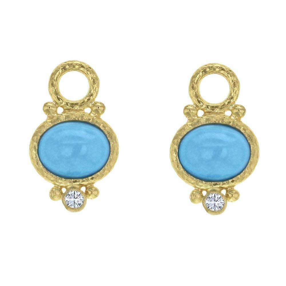 Elizabeth Locke Oval Turquoise and Diamond Earring Charms 0