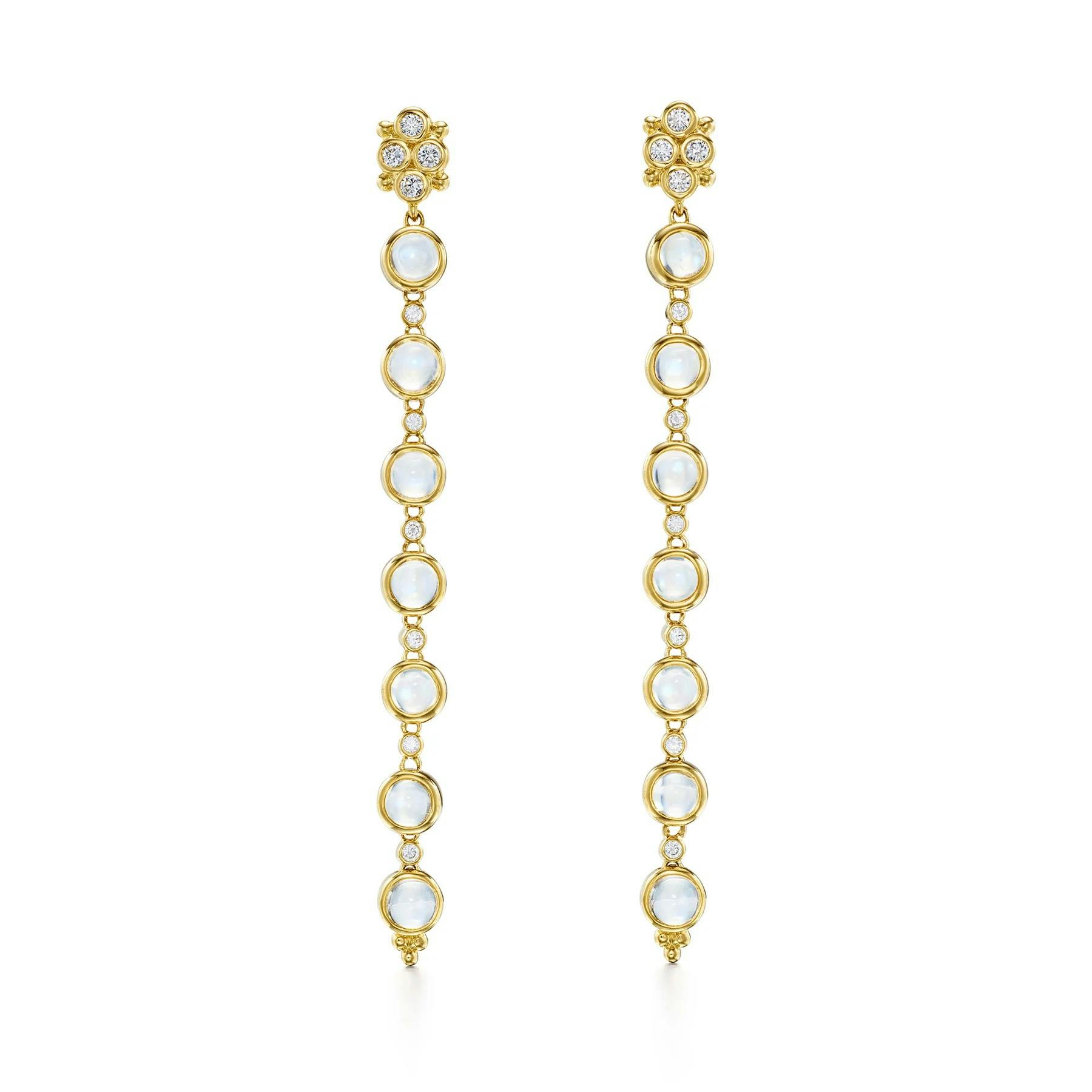 Temple St. Clair Moonshot Earrings with Moonstone and Diamonds 0