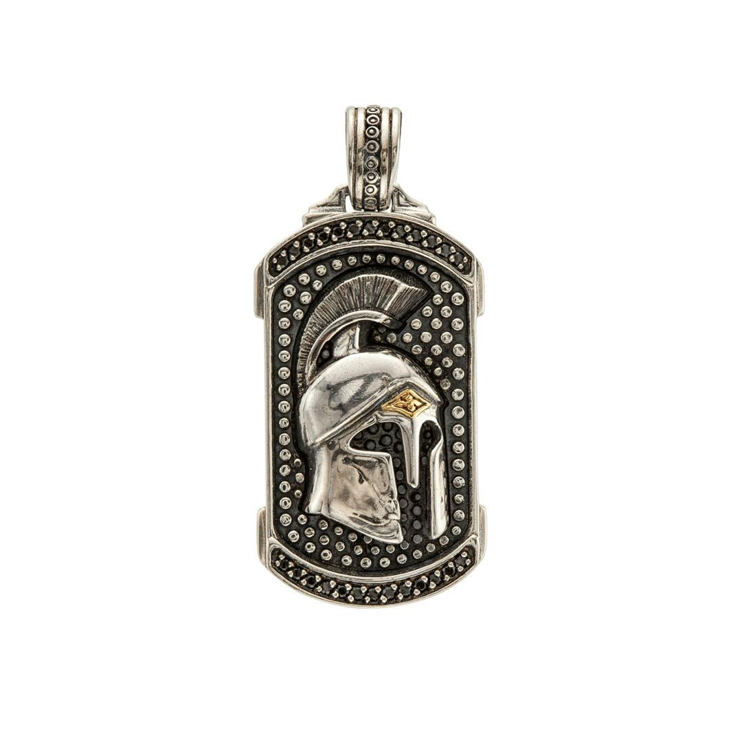 Konstantino Achilles Silver and Gold Dog Tag Pendant