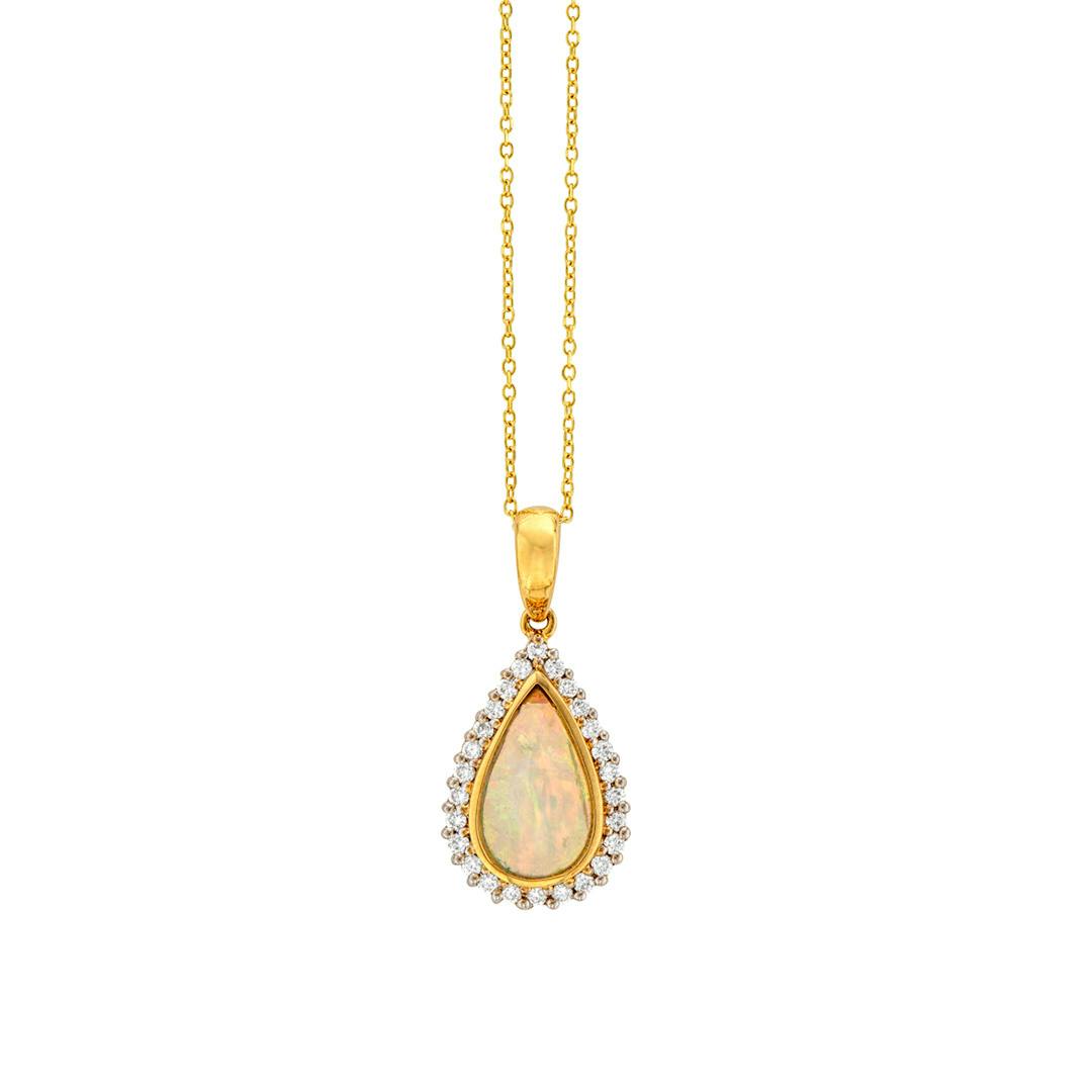 0.66CTW Pear Shape Opal and Diamond Necklace 0