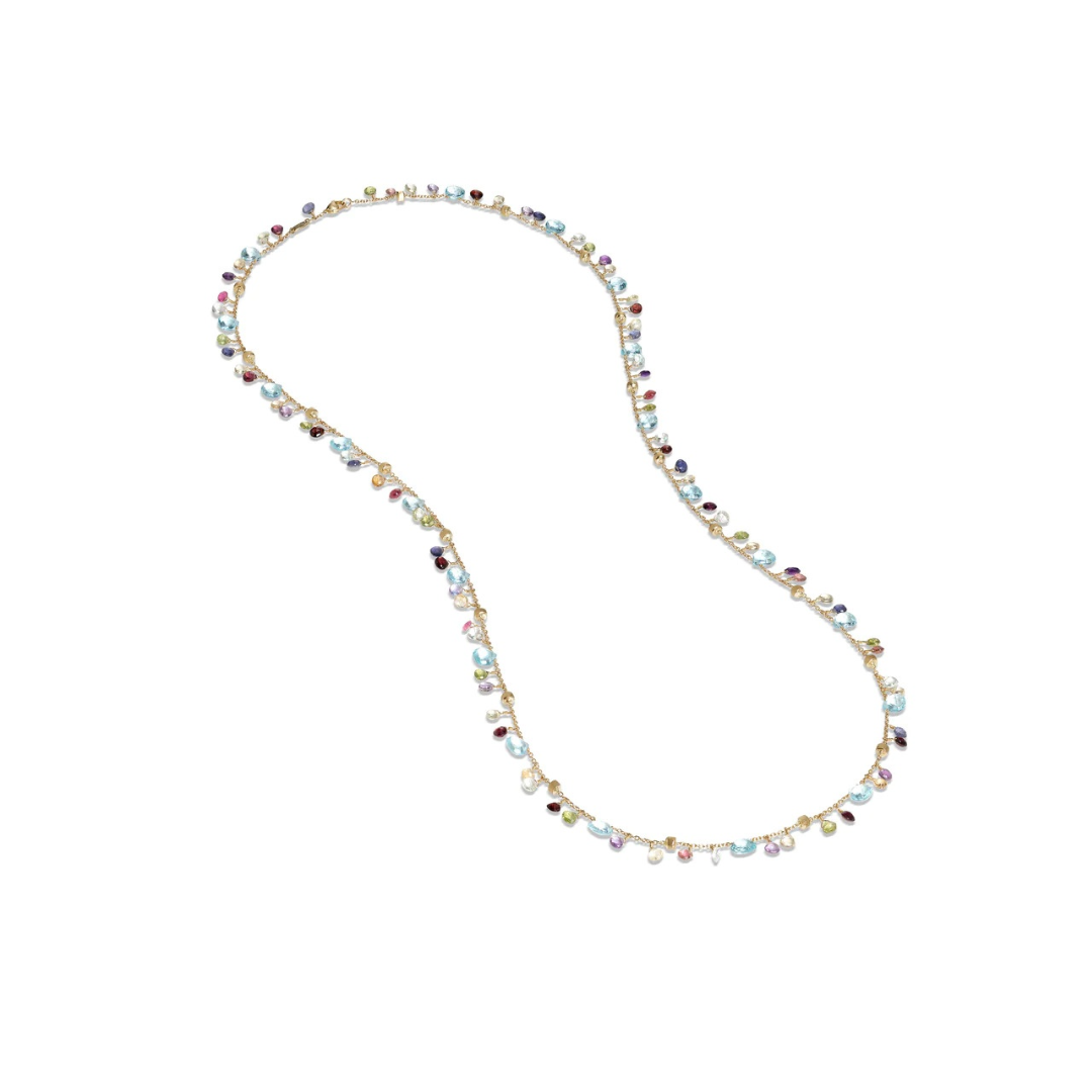 Marco Bicego Paradise Collection 18K Yellow Gold Blue Topaz and Mixed Gemstone Long Necklace 0