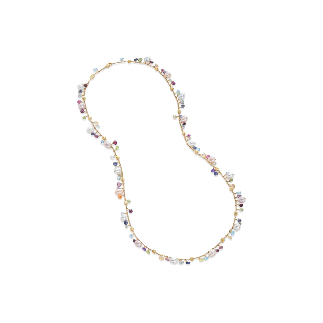 Marco Bicego Paradise Collection 18K Yellow Gold Mixed Gemstone and Pearl Medium Necklace 0