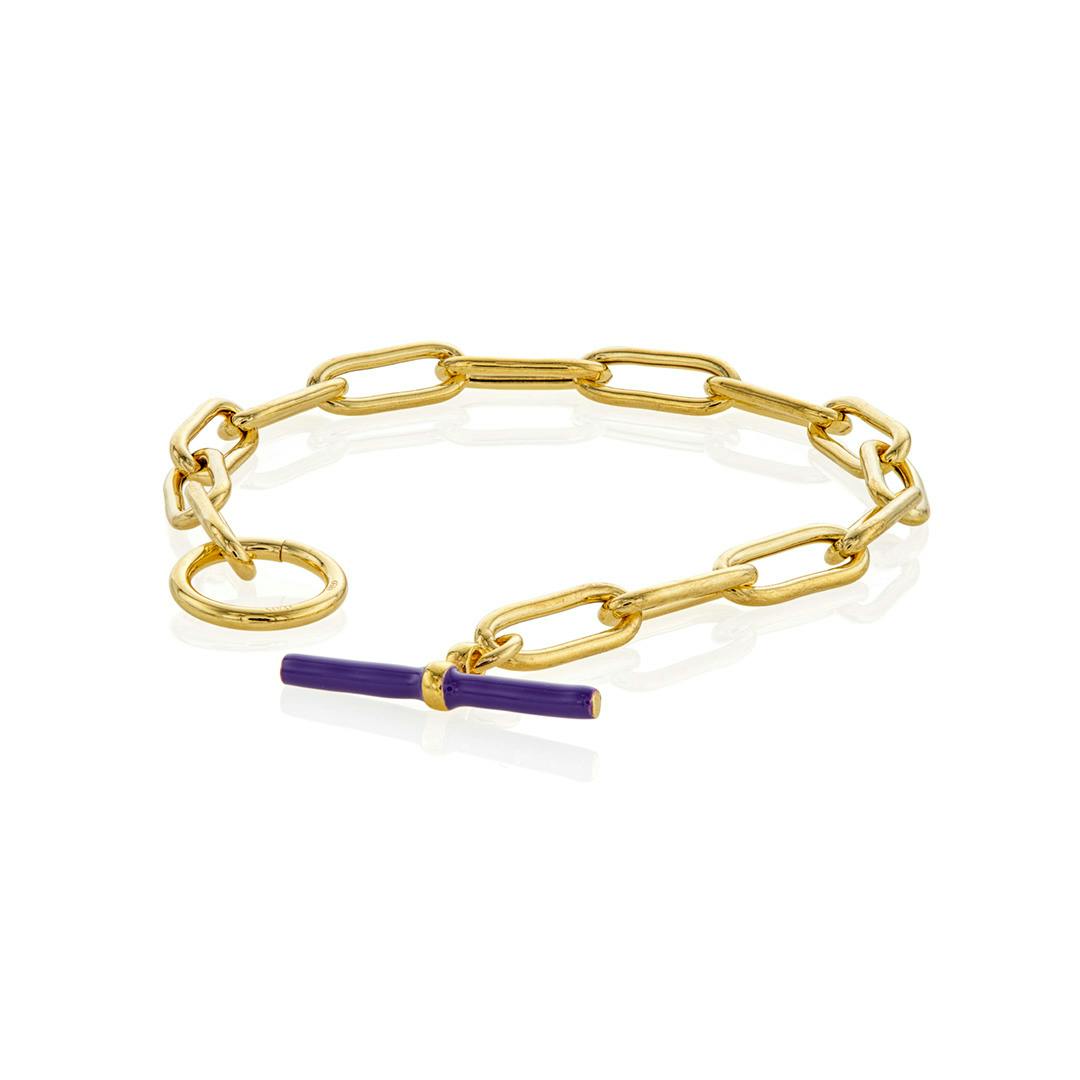 Purple Toggle Gold Plated Link Bracelet 0