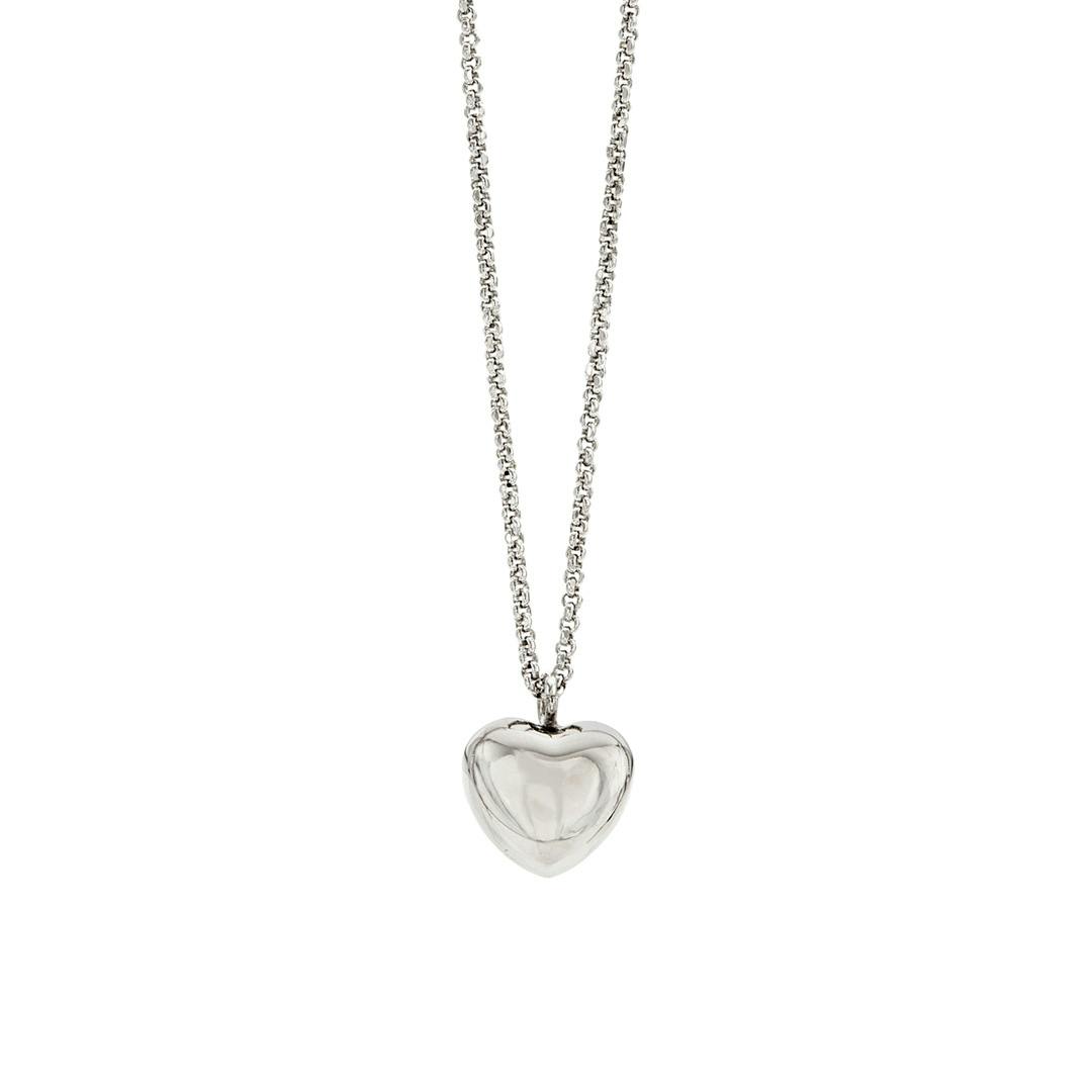 Sterling Silver Puffed Heart Pendant Necklace 0