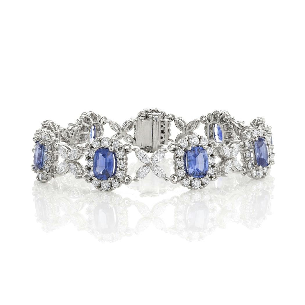Oval Gemstone Bracelet with Diamond Quatrefoil