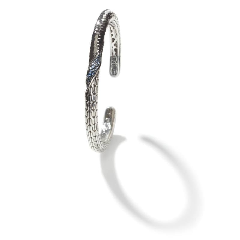 John Hardy Half Chain Twisted Cuff with Blue Sapphires 1