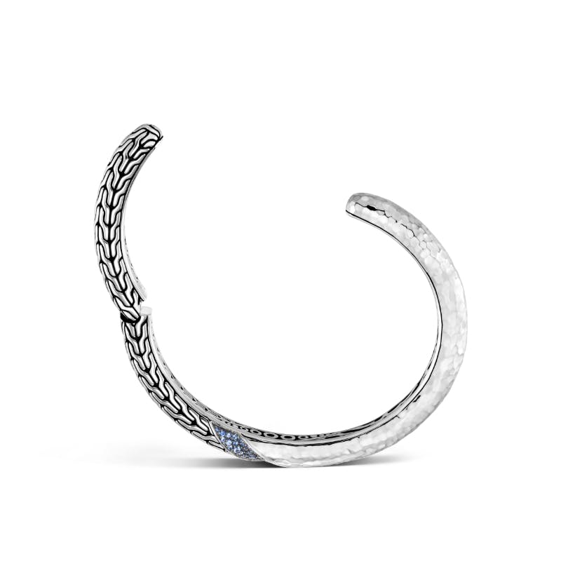 John Hardy Half Chain Twisted Cuff with Blue Sapphires 6
