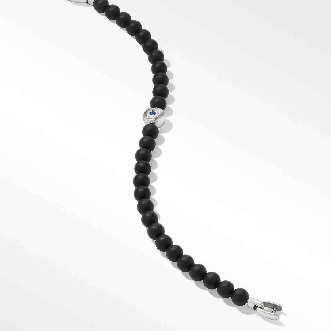 David Yurman Men's Spiritual Beads Evil Eye Bracelet in Sterling Silver with Sapphire 1
