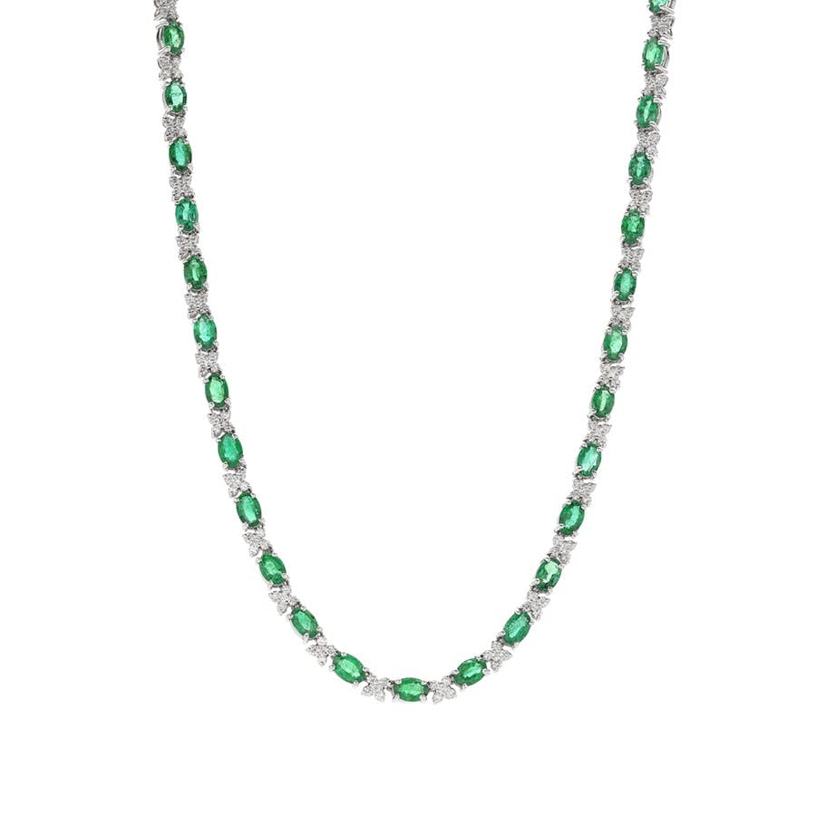 Oval Emerald and Diamonds Necklace 0