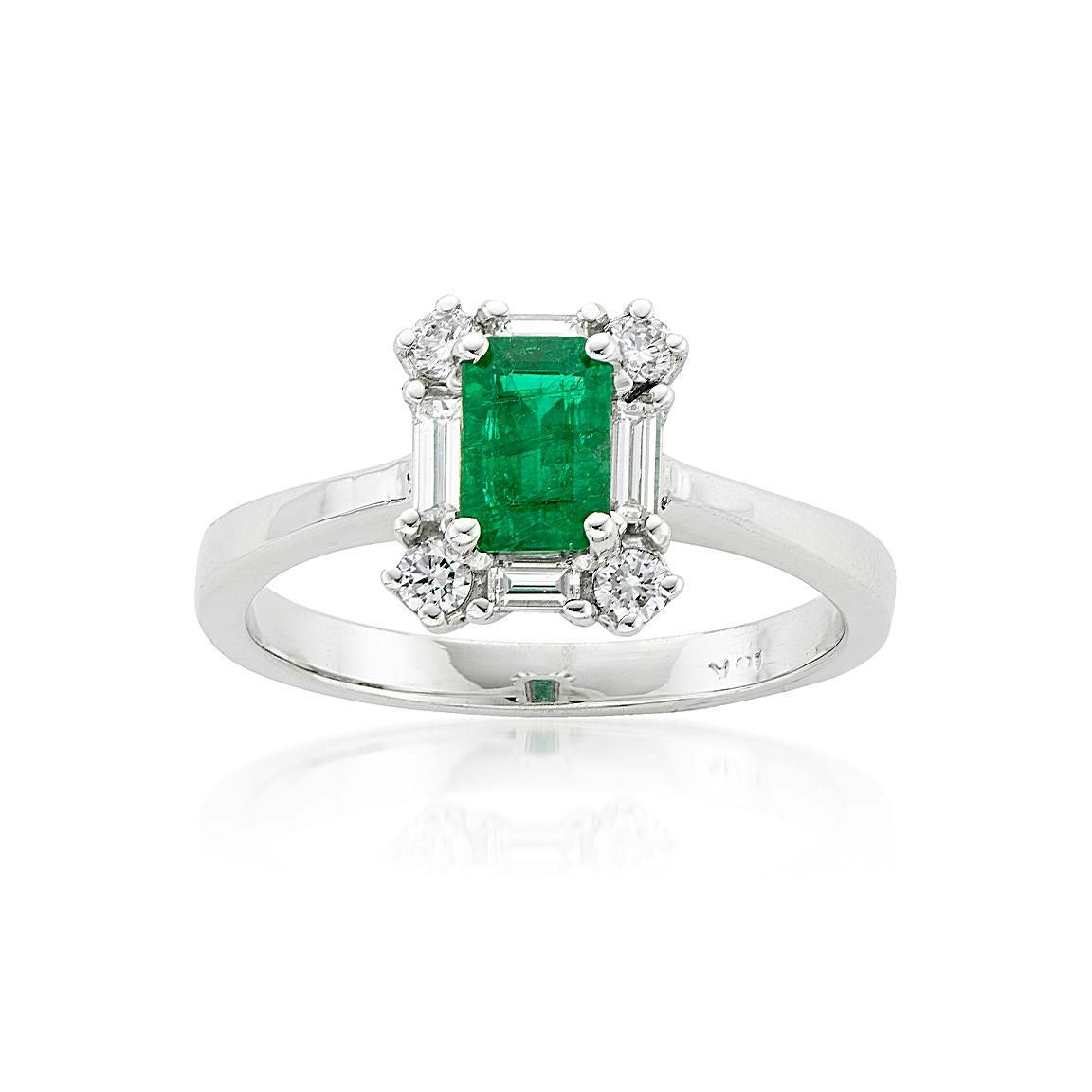 Emerald Cut Emerald Ring with Diamonds