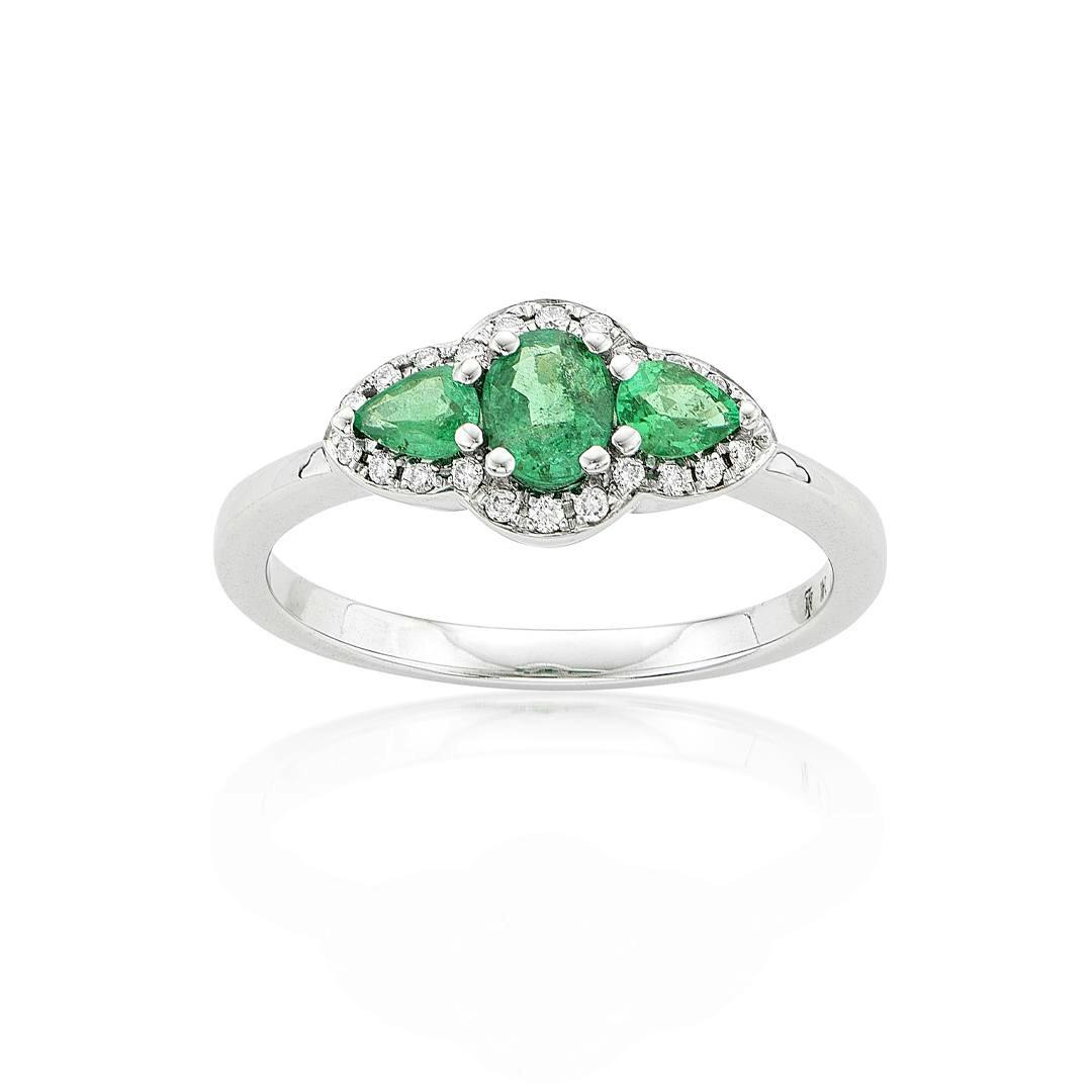 Oval & Pear Shaped Emerald & Diamond Ring 0
