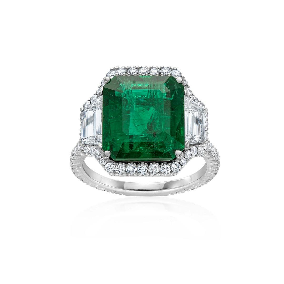 6.38 CTW Emerald and Diamond White Gold Ring 1