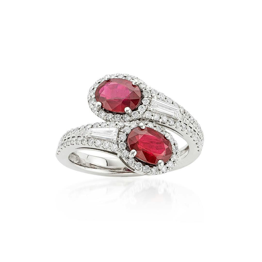 Ruby and Diamond Bypass Ring 0