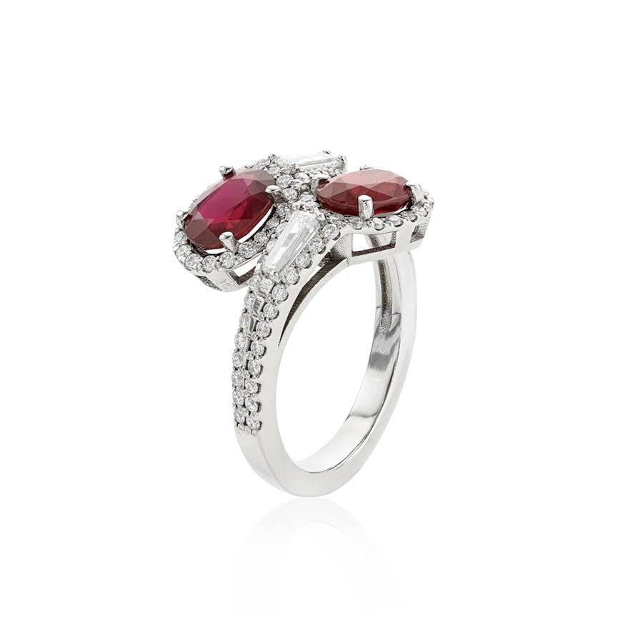 Ruby and Diamond Bypass Ring 1