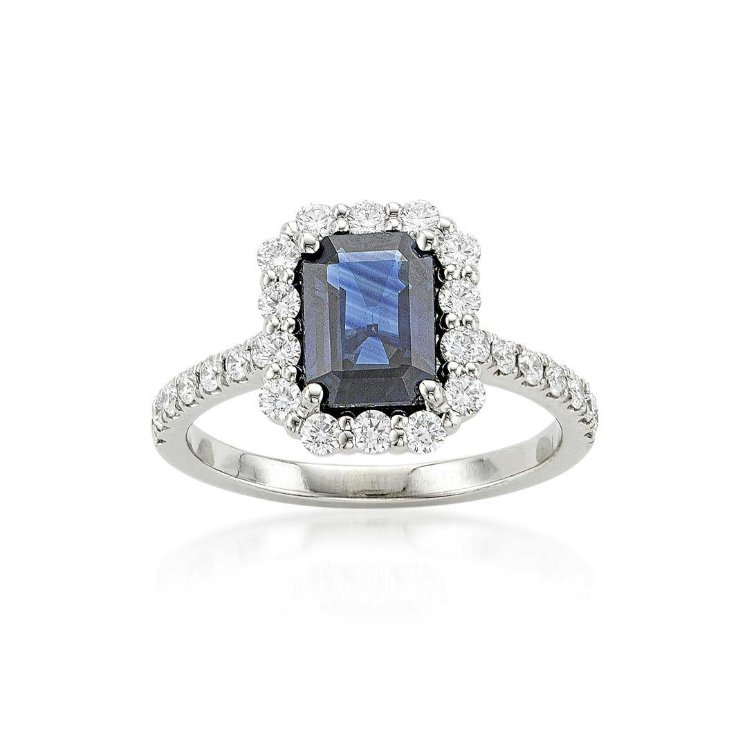 Emerald Cut Sapphire Ring with Diamonds
