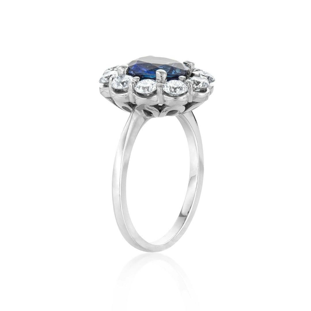 2.03ct Sapphire and Diamond White Gold Halo Ring 1