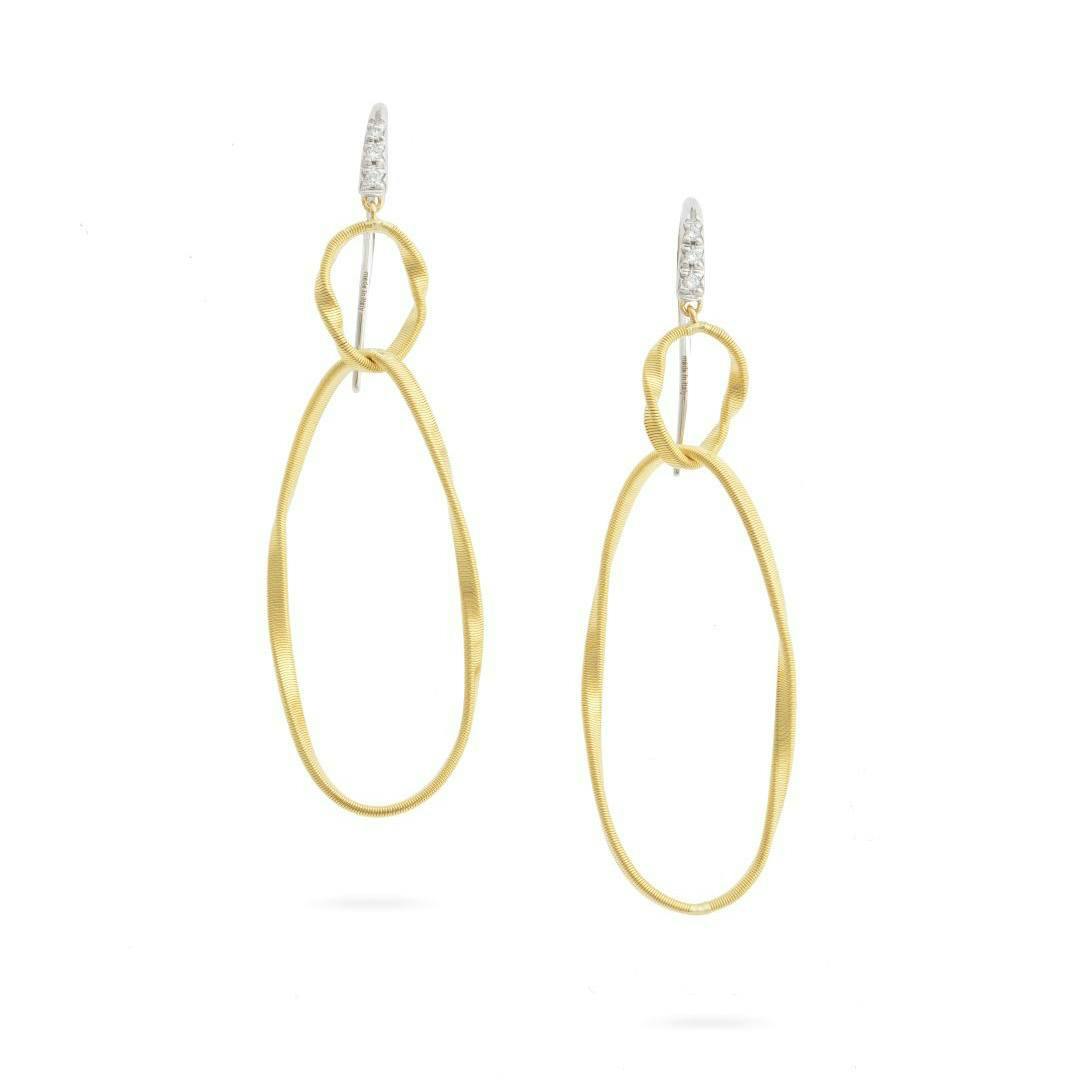 Marco Bicego Gold And Diamond Twist Coil Double Drop Hook Earrings 0