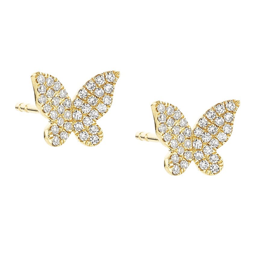 6mm Diamond Butterfly Post Earrings 0