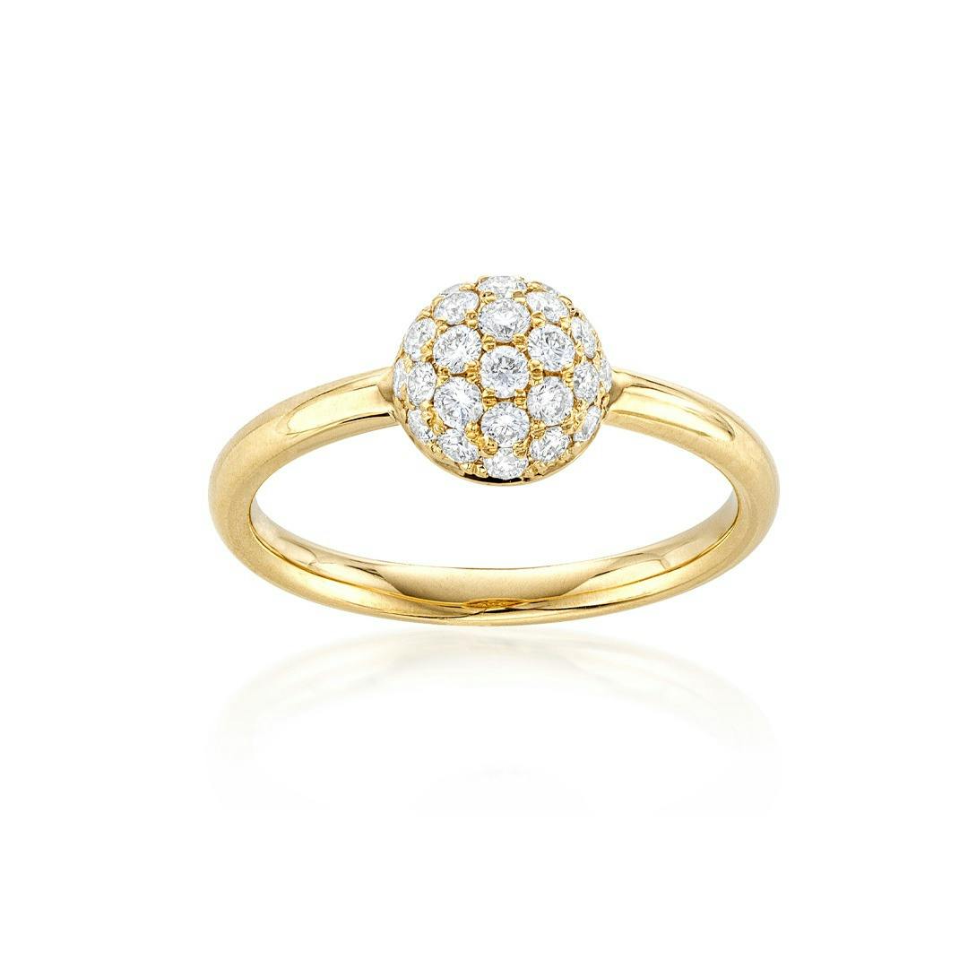 Stackable Yellow Gold Diamond Dome Ring
