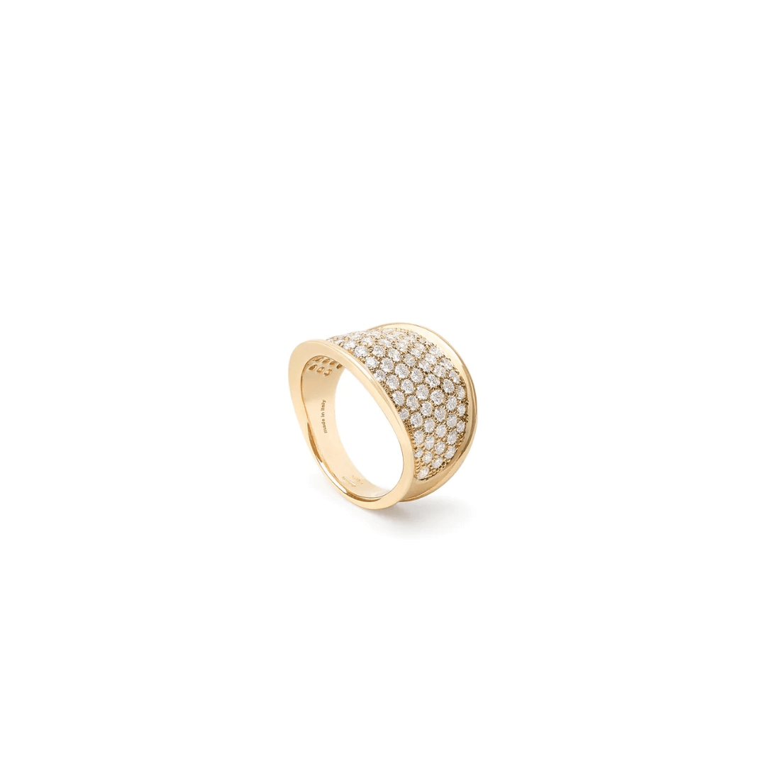 Marco Bicego Lunaria Collection 18K Yellow Gold and Diamond Pave Small Ring 1