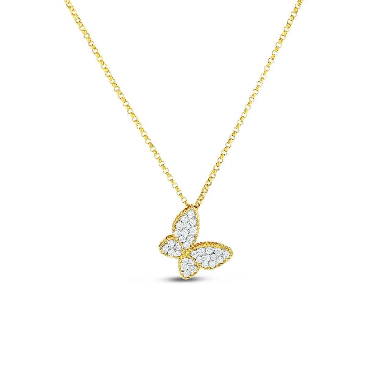 Roberto Coin 18k Yellow Gold & Diamond Butterfly Pendant Necklace