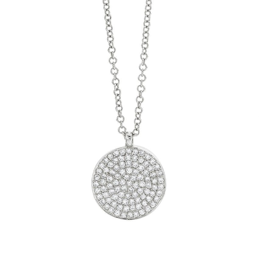 White Gold 0.30 CTW Diamond Disc Pendant Necklace