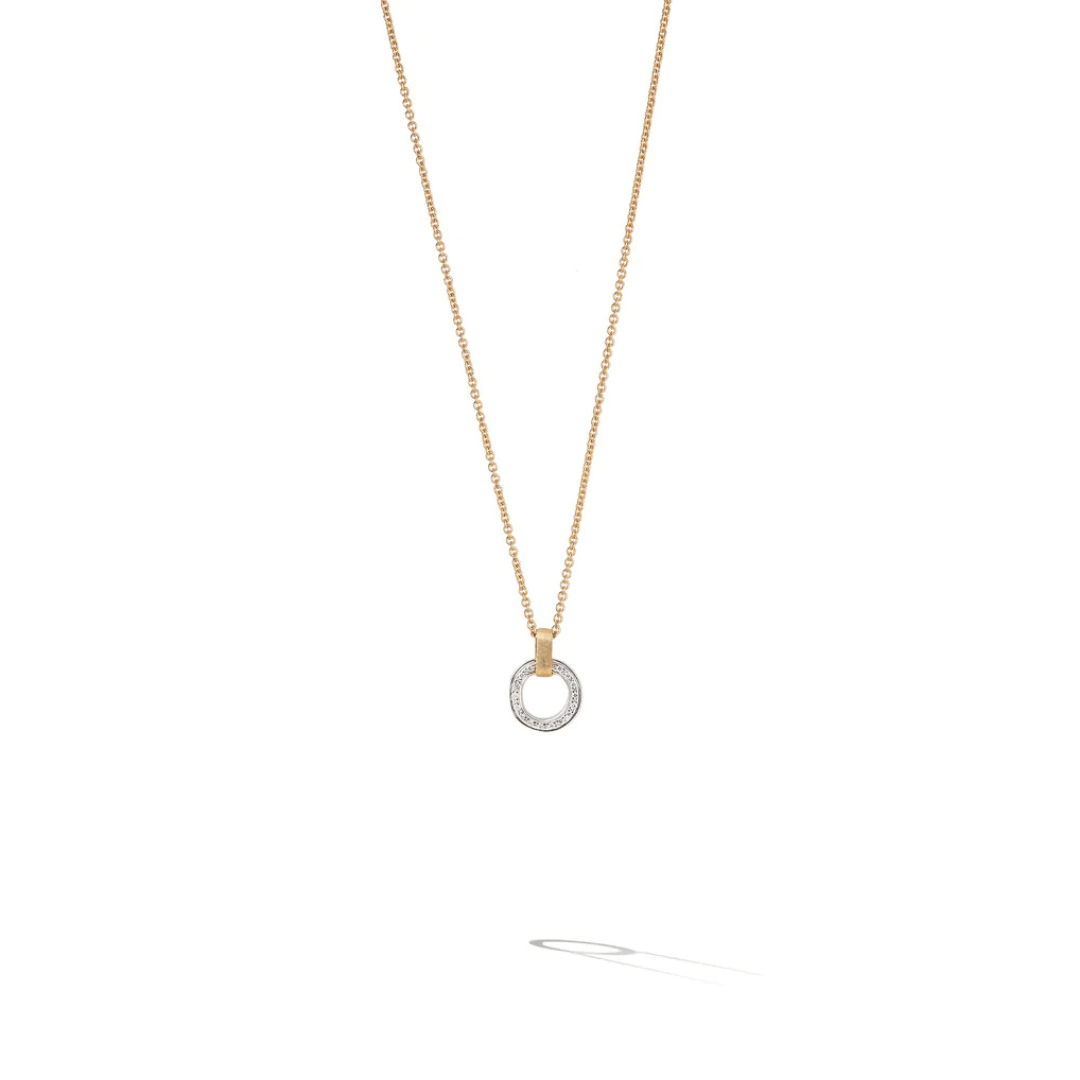 Marco Bicego Jaipur Link Collection 18K Yellow & White Gold Flat-Link Diamond Pendant Necklace 0