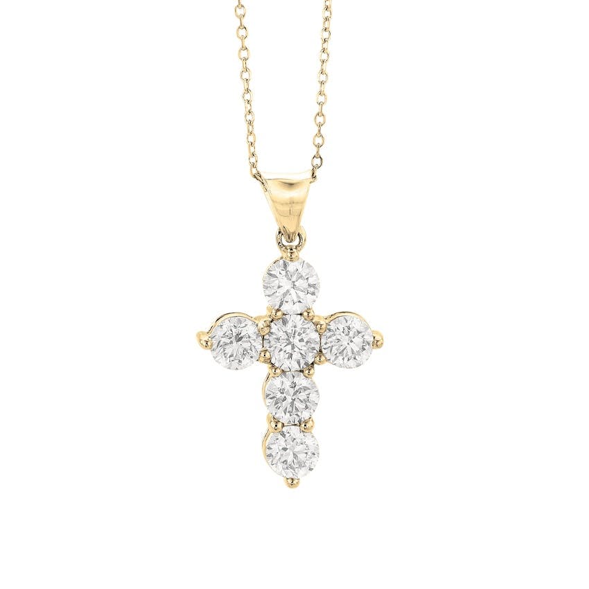 2.00 CTW Six Diamond Cross Pendant Necklace 0