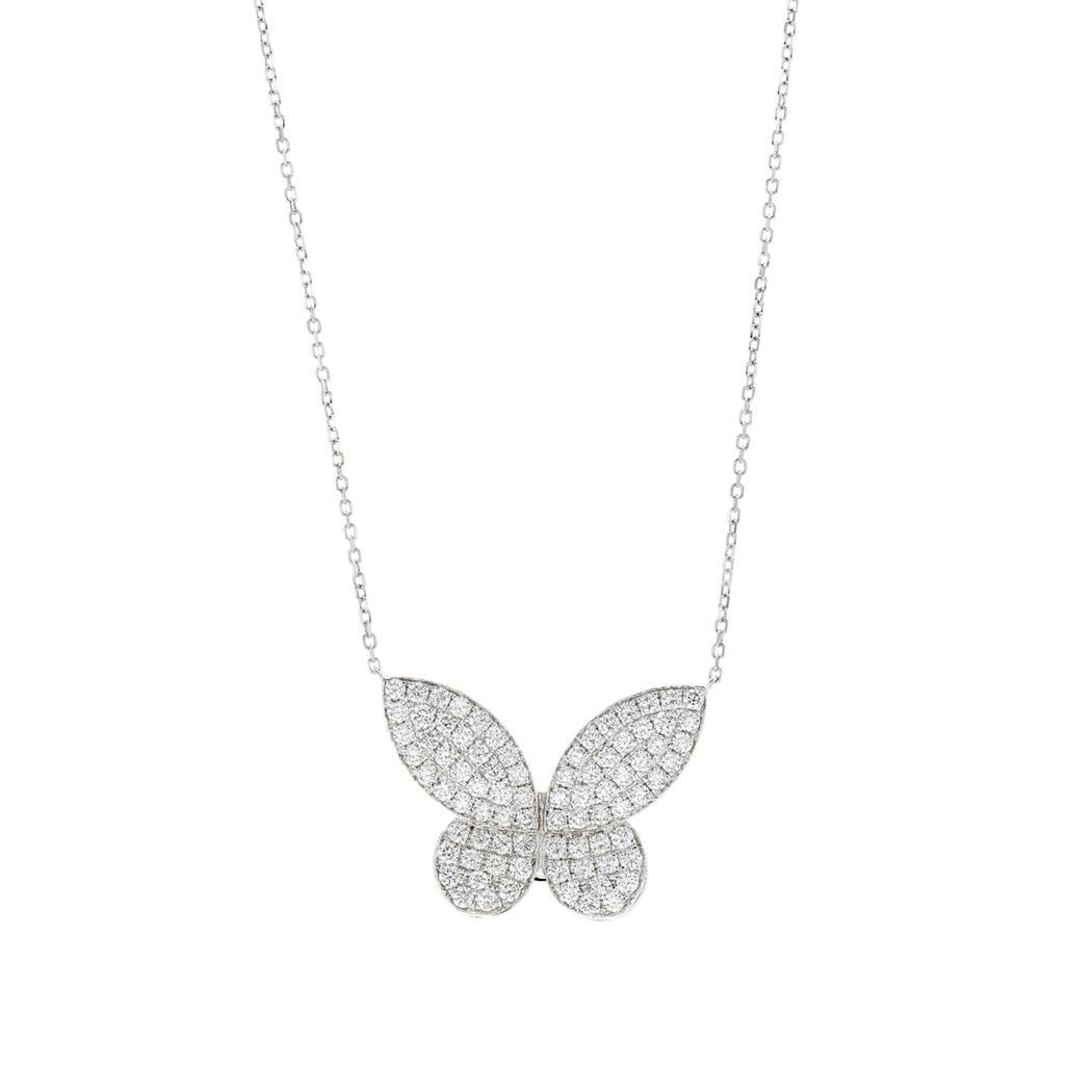 2.95 CTW Diamond Butterfly Necklace in White Gold 1
