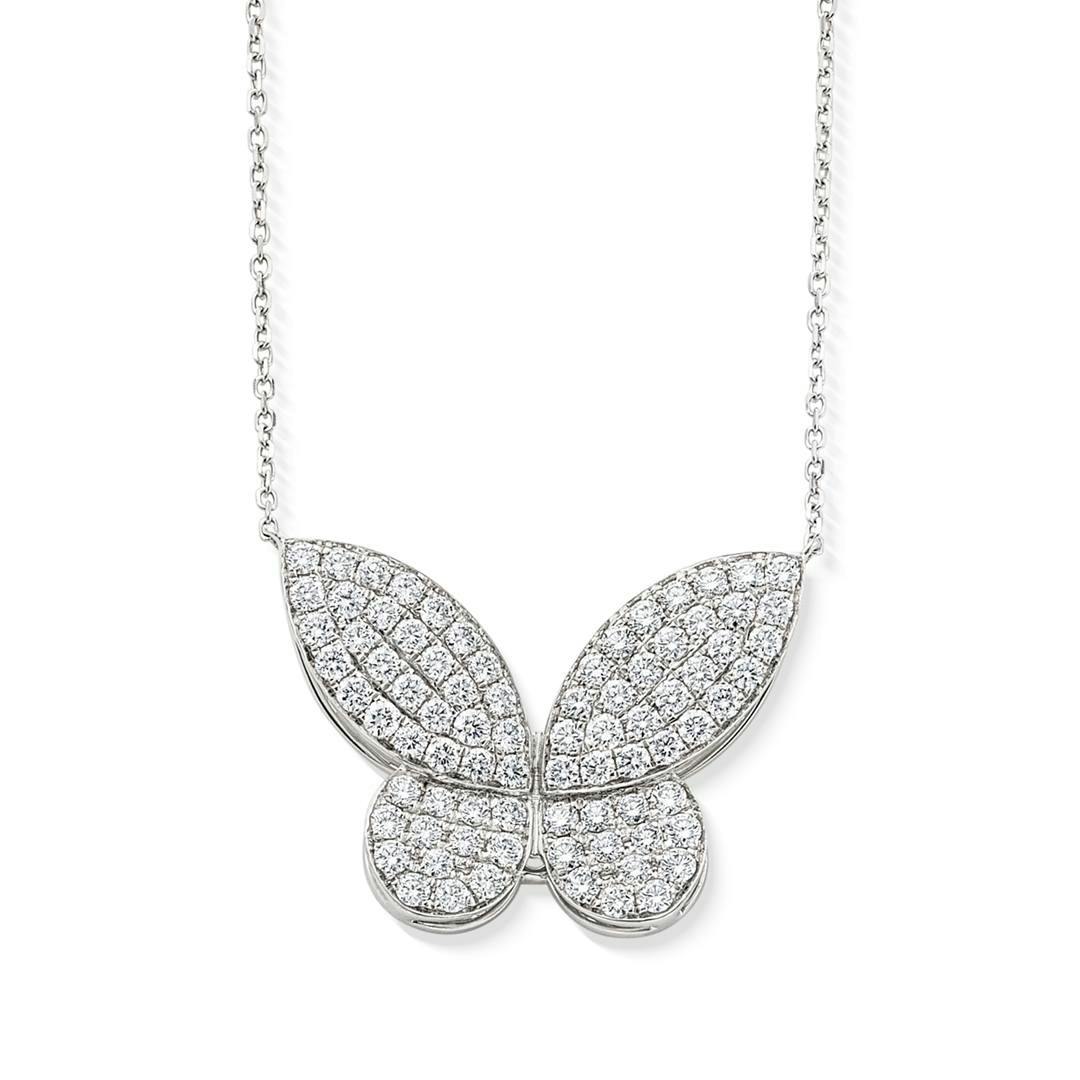 2.95 CTW Diamond Butterfly Necklace in White Gold 0