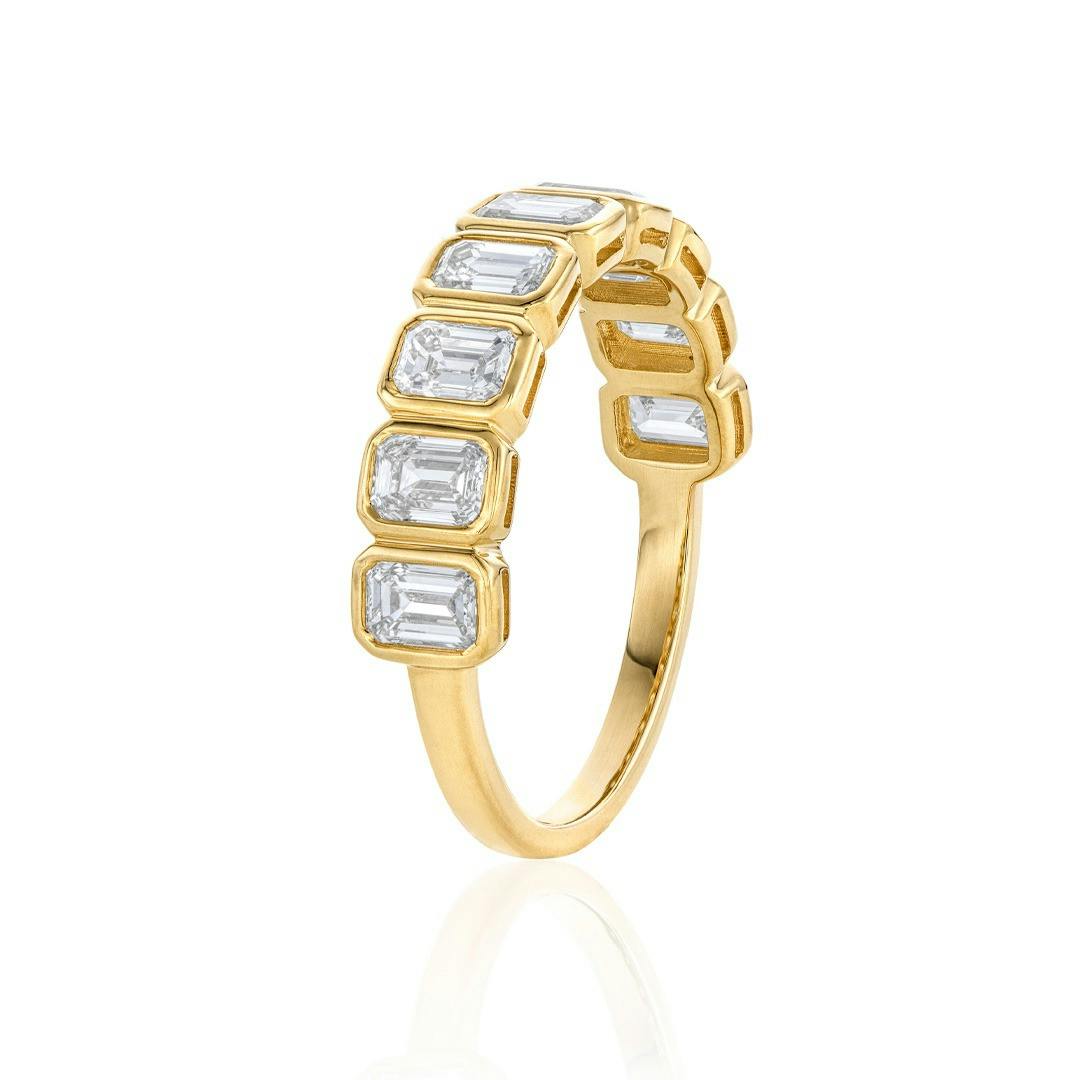 Bezel-Set 1.41 CTW Nine-Stone Emerald-Cut Diamond Ring 1