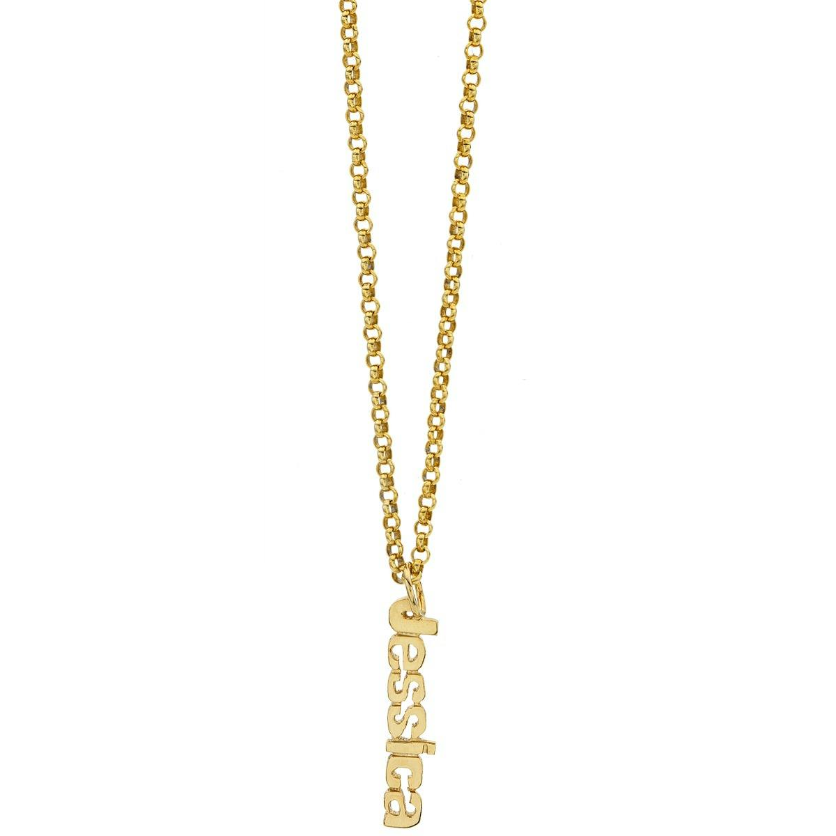 Gold Plated Single Name Charm Necklace 0