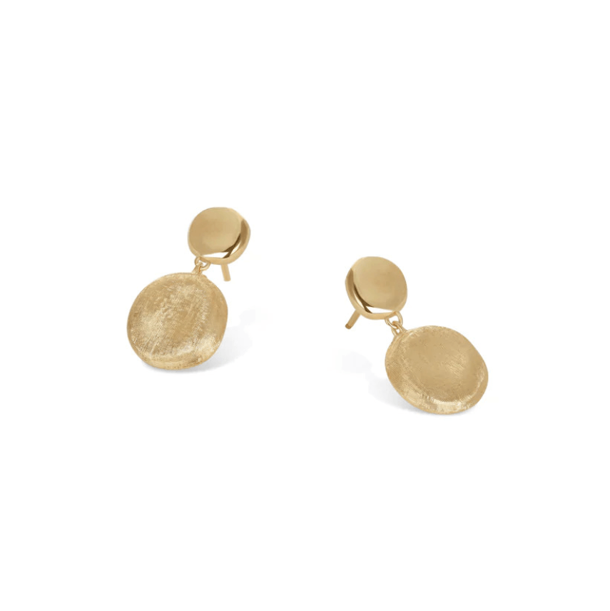 Marco Bicego Jaipur Collection 18K Yellow Gold Engraved and Polished Double Drop Earrings 0