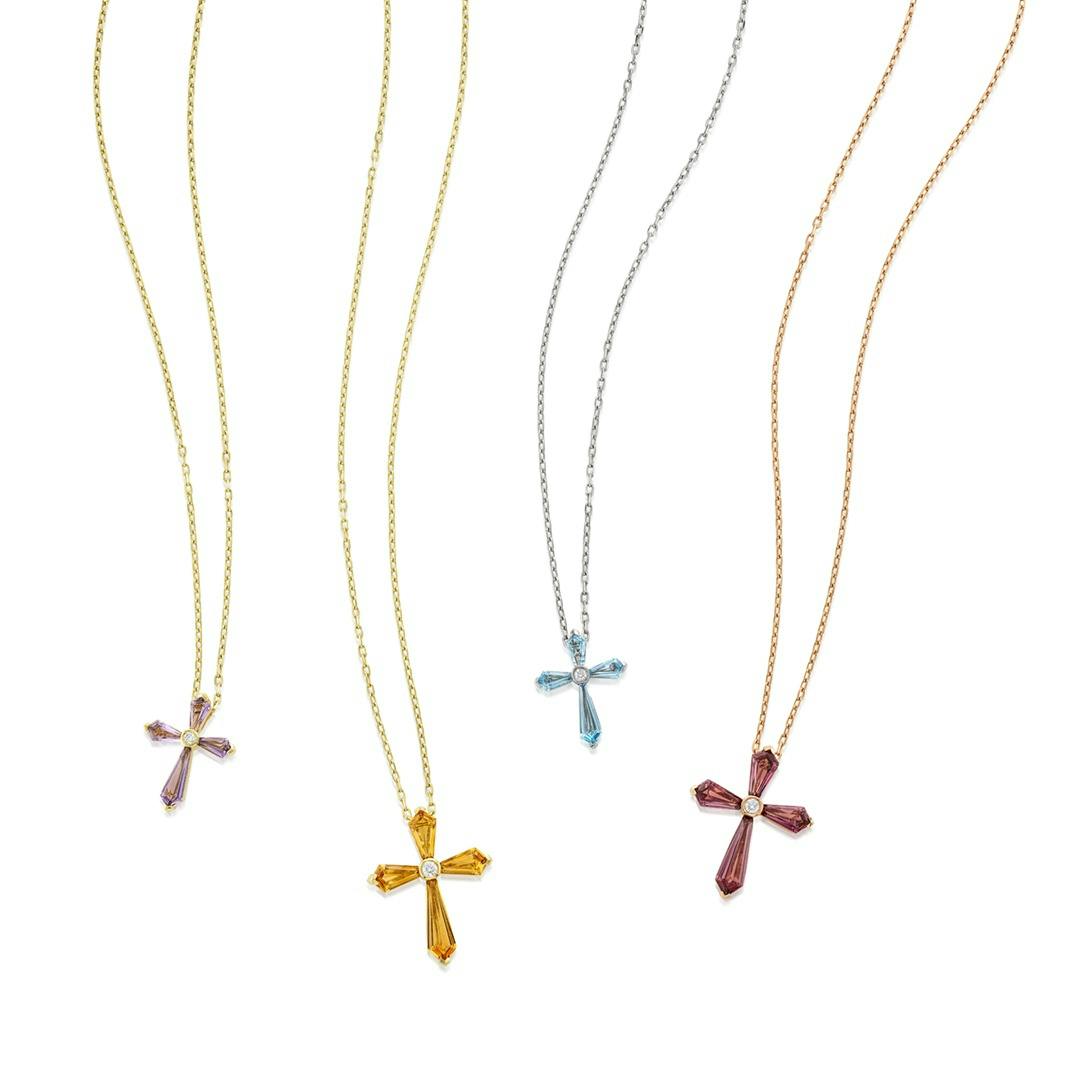 Charles Krypell Blue Topaz and Diamond Cross Necklace 1