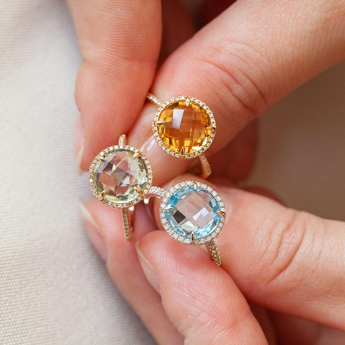Round Citrine and Diamond Ring in Yellow Gold 2