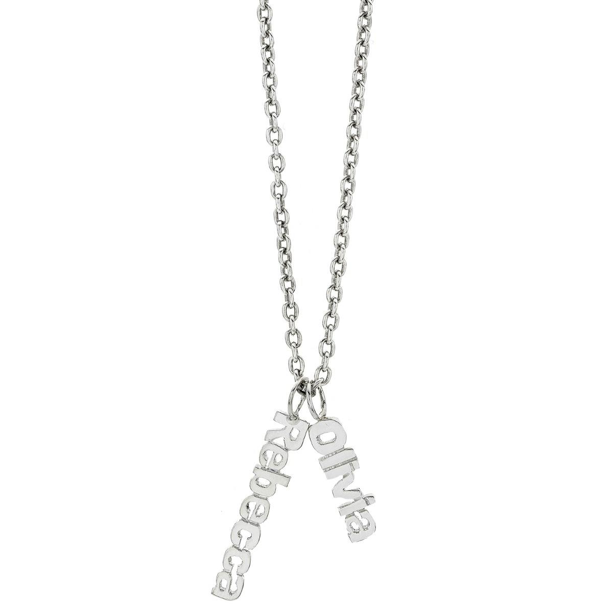Sterling Silver Double Name Charm Necklace 0