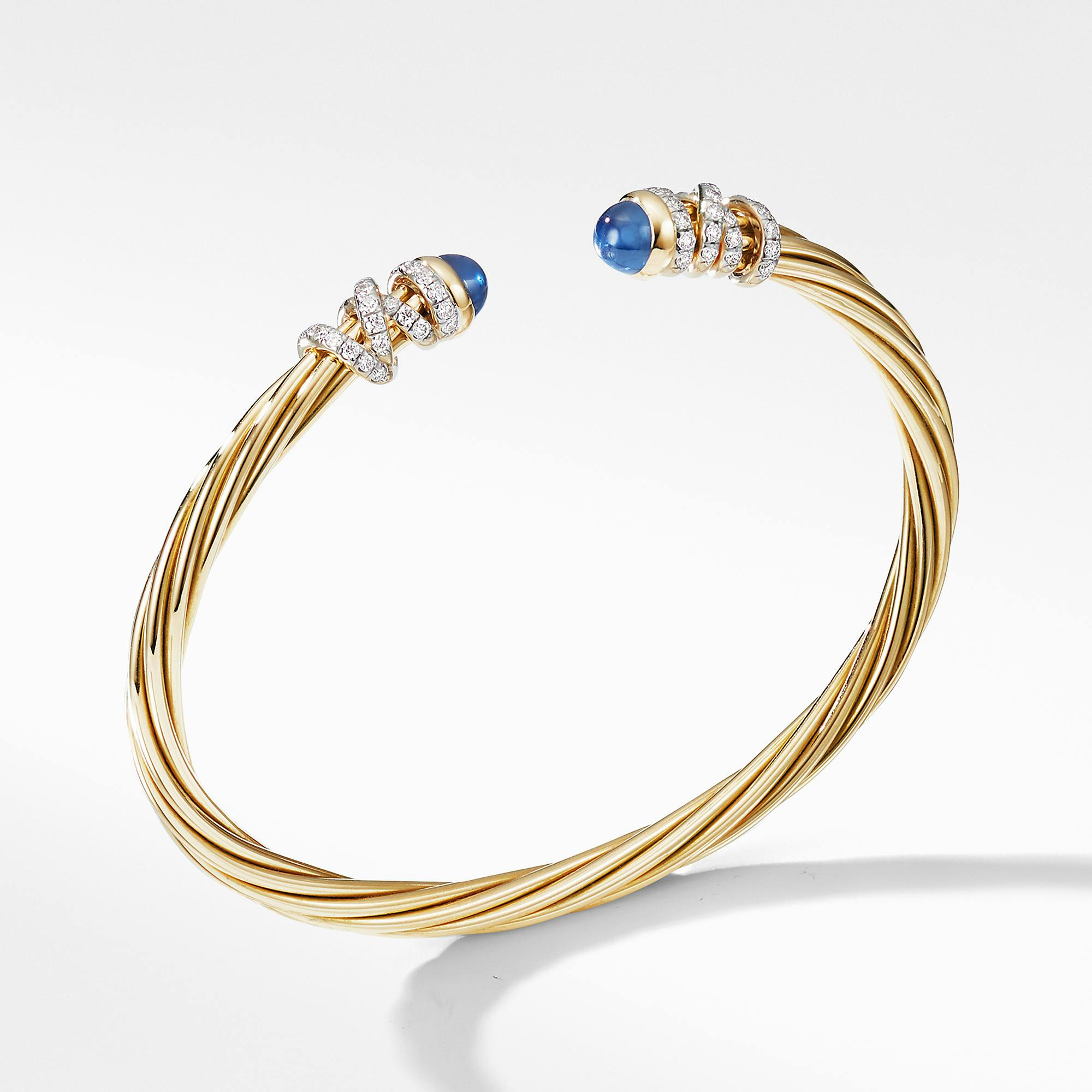 David Yurman Helena End Station Bracelet in 18K Yellow Gold with Blue Sapphires and Diamonds