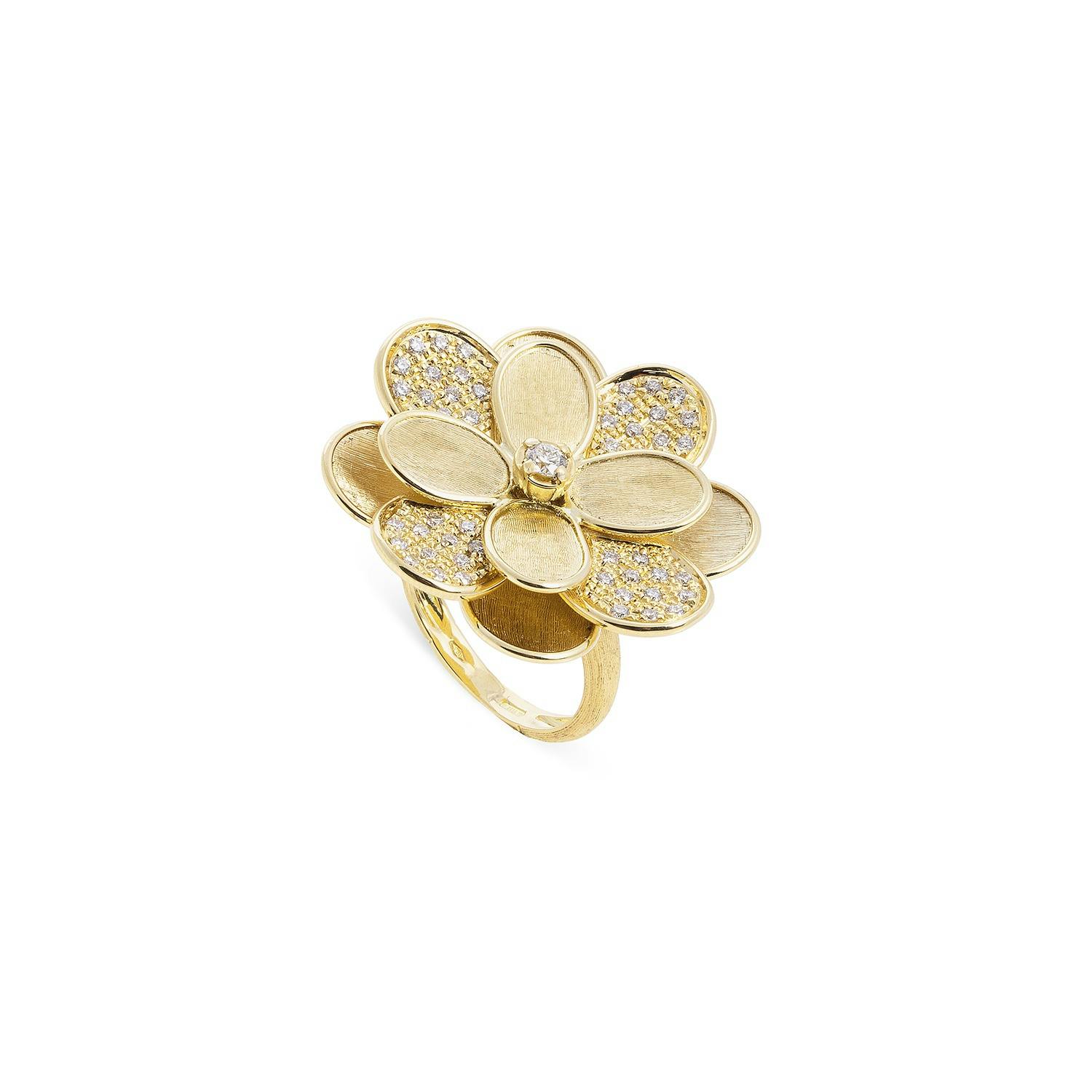 Marco Bicego Lunaria Petali Yellow Gold & Diamond Flower Ring