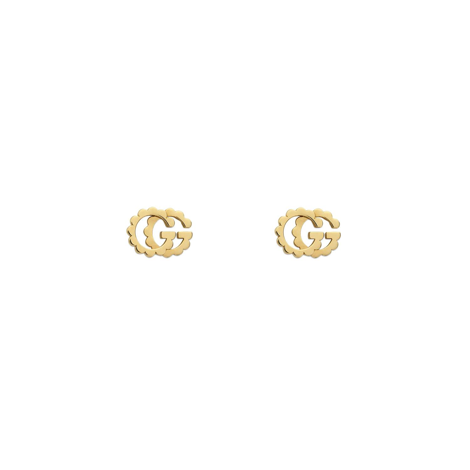 Gucci Yellow Gold Scalloped Running Stud Earrings