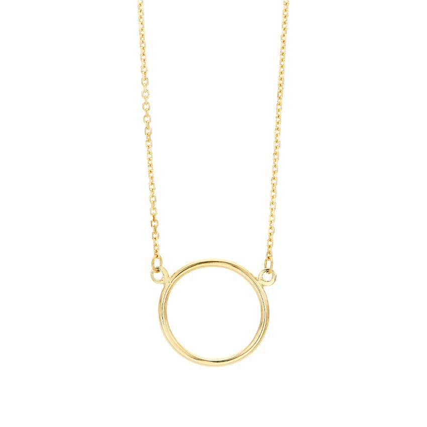 Yellow Gold Open Circle Pendant Necklace