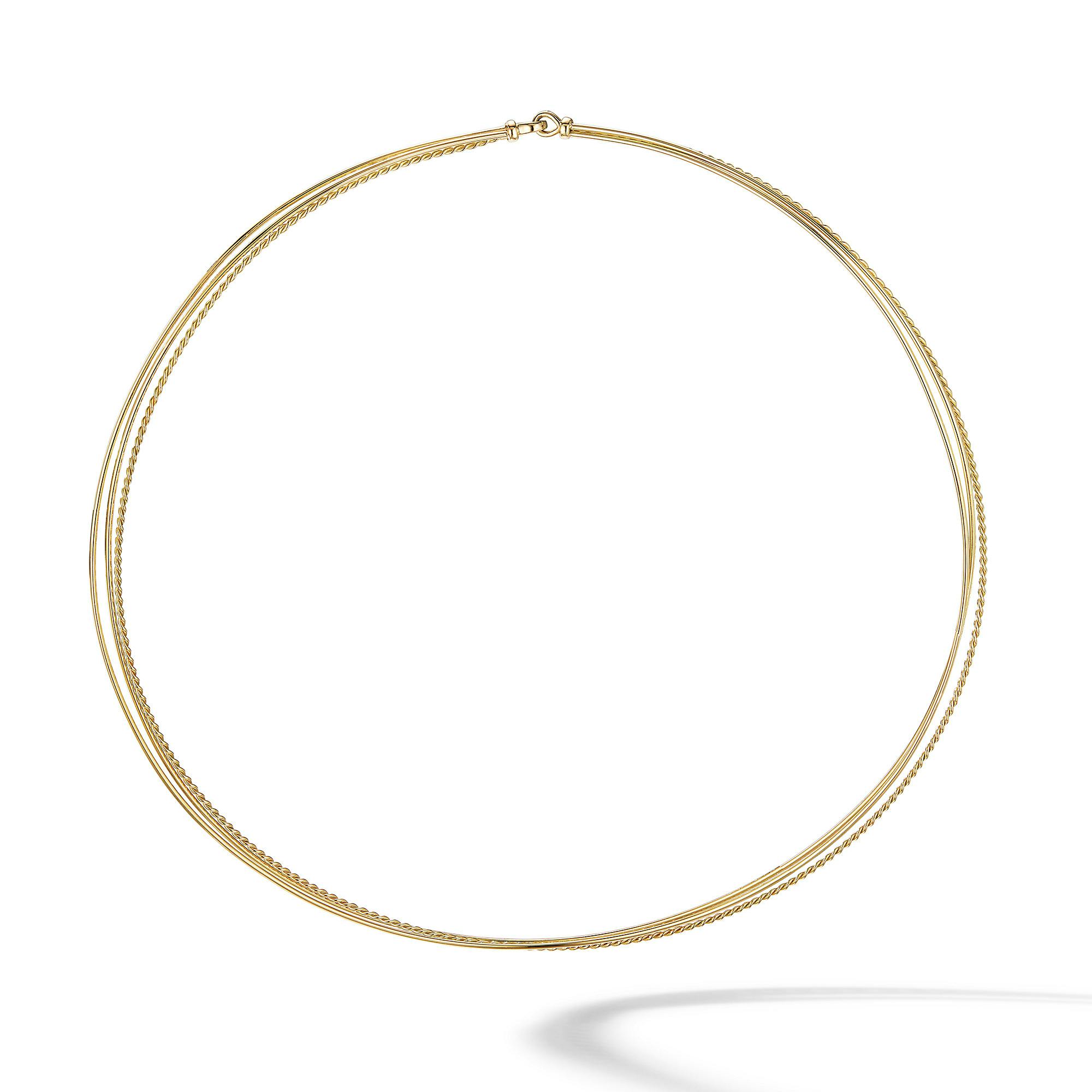 David Yurman DY Elements Three-Row Hard Wire Necklace in 18K Yellow Gold