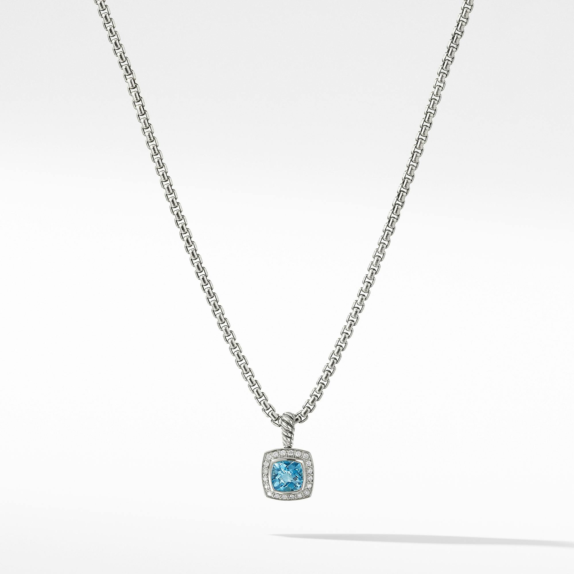 David Yurman David Yurman Pendant Necklace with Blue Topaz and Diamonds