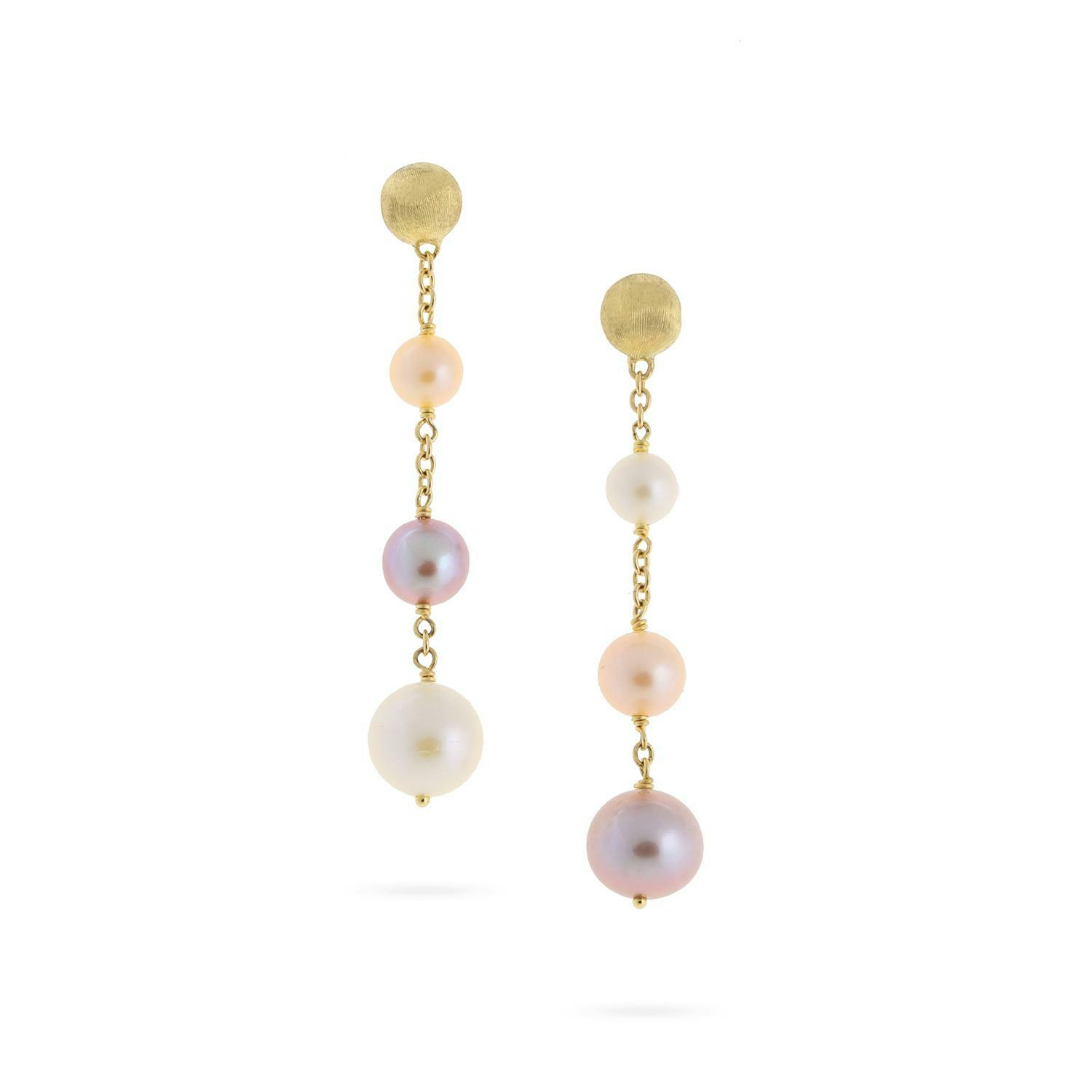 Marco Bicego Africa Yellow Gold & Multi-Colored Pearl Drop Earrings
